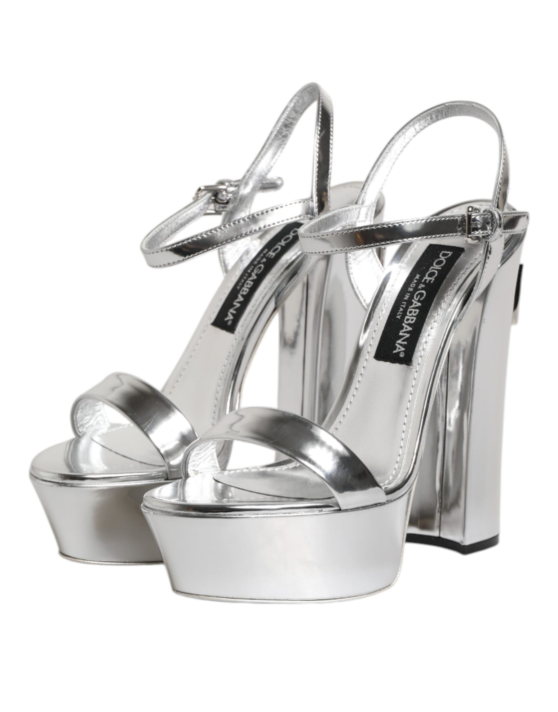 Dolce & Gabbana Silver Leather Platform Keira Sandals Shoes | Regal Royce