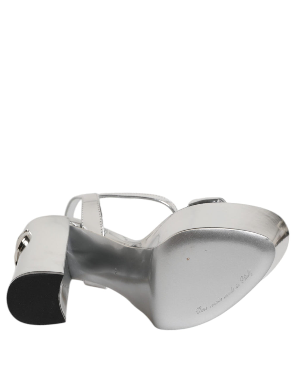 Dolce & Gabbana Silver Leather Platform Keira Sandals Shoes