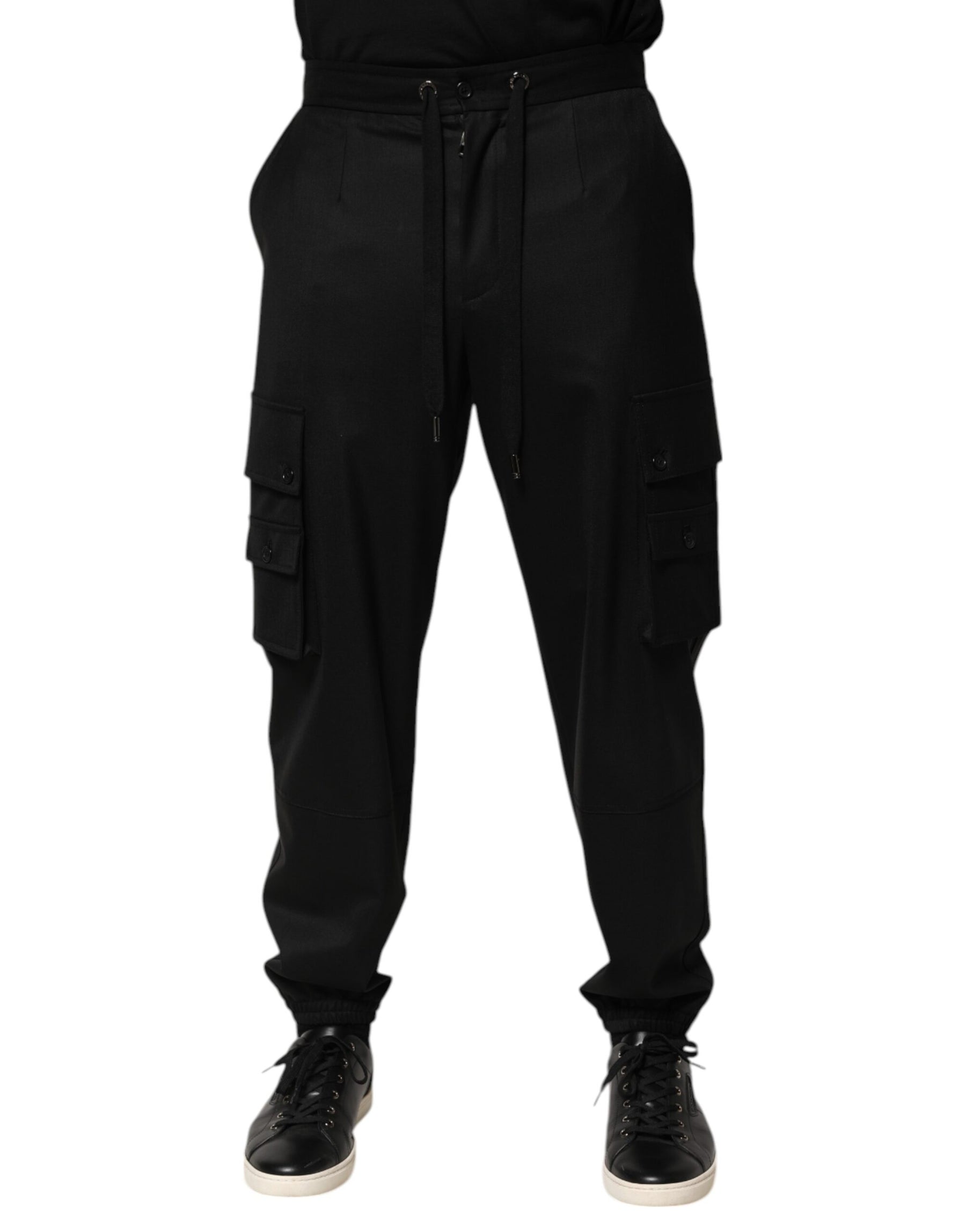 Dolce & Gabbana Solid Black Cargo Jogger Men Sweatpants Pants | Regal Royce