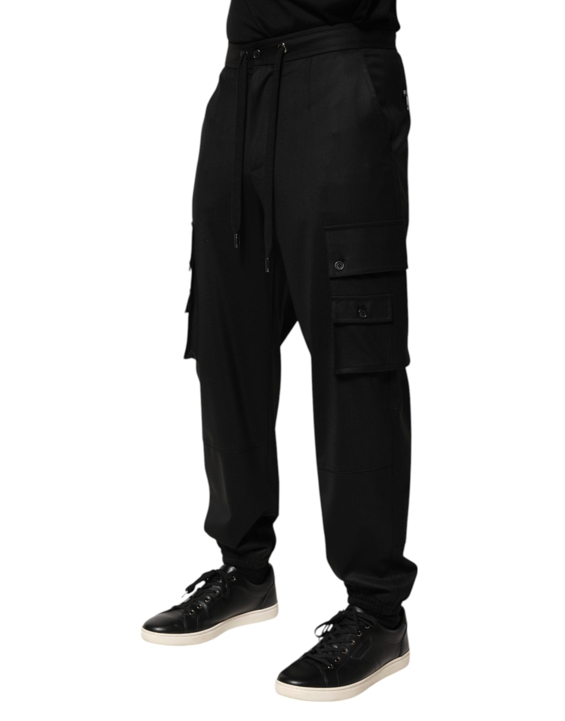 Dolce & Gabbana Solid Black Cargo Jogger Men Sweatpants Pants | Regal Royce
