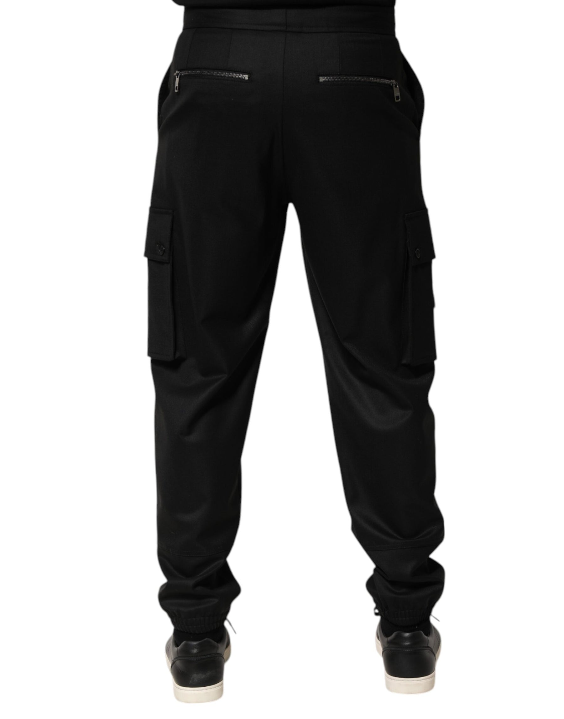Dolce & Gabbana Solid Black Cargo Jogger Men Sweatpants Pants | Regal Royce