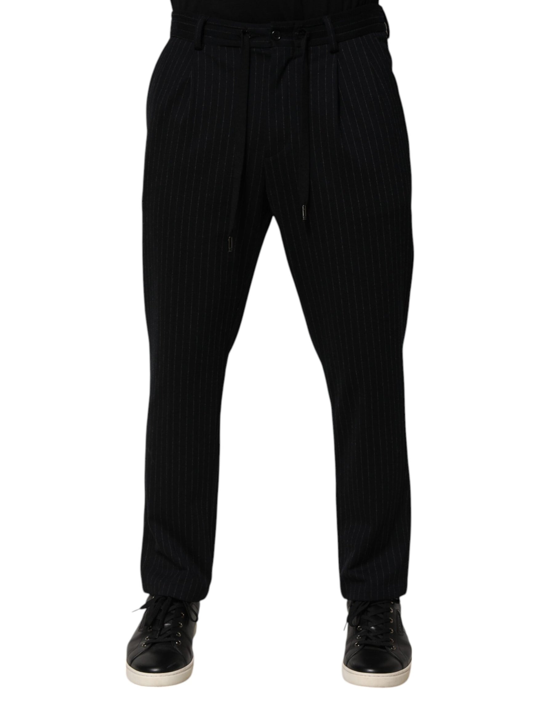Dolce & Gabbana Black Stripes Viscose Skinny Dress Men Pants | Regal Royce