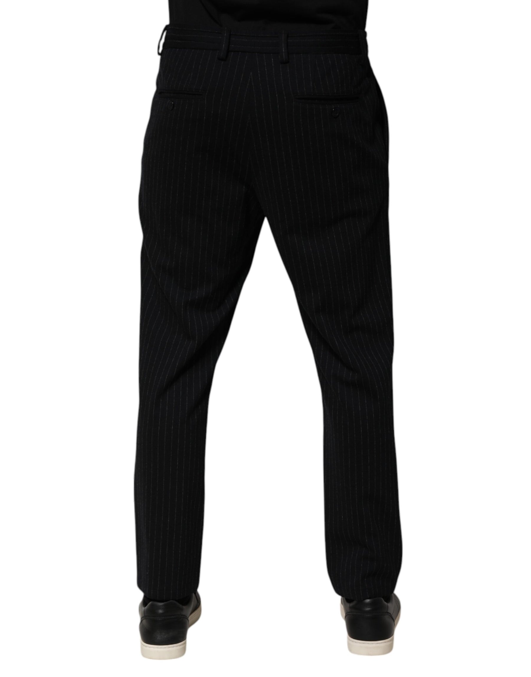 Dolce & Gabbana Black Stripes Viscose Skinny Dress Men Pants | Regal Royce