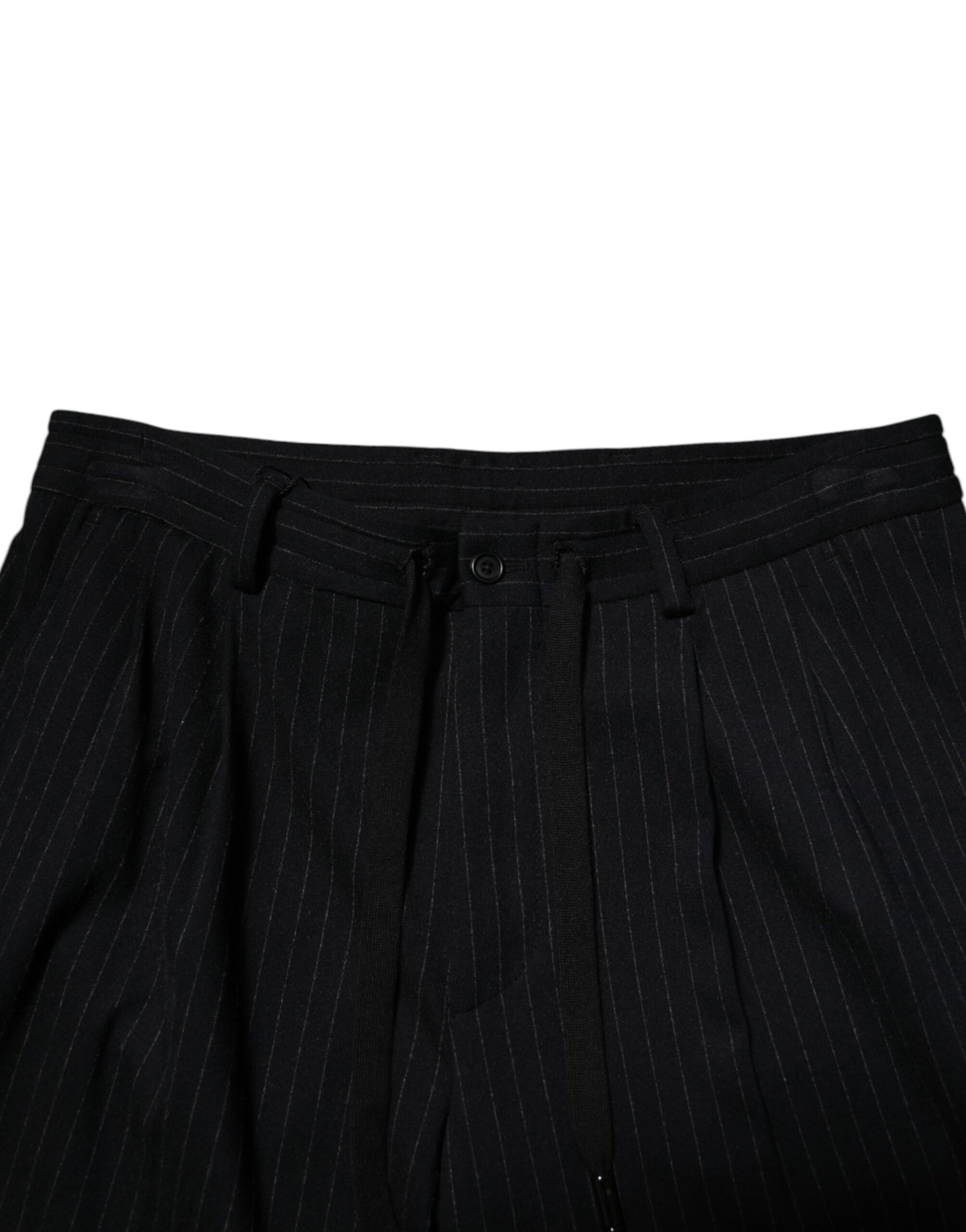 Dolce & Gabbana Black Stripes Viscose Skinny Dress Men Pants | Regal Royce