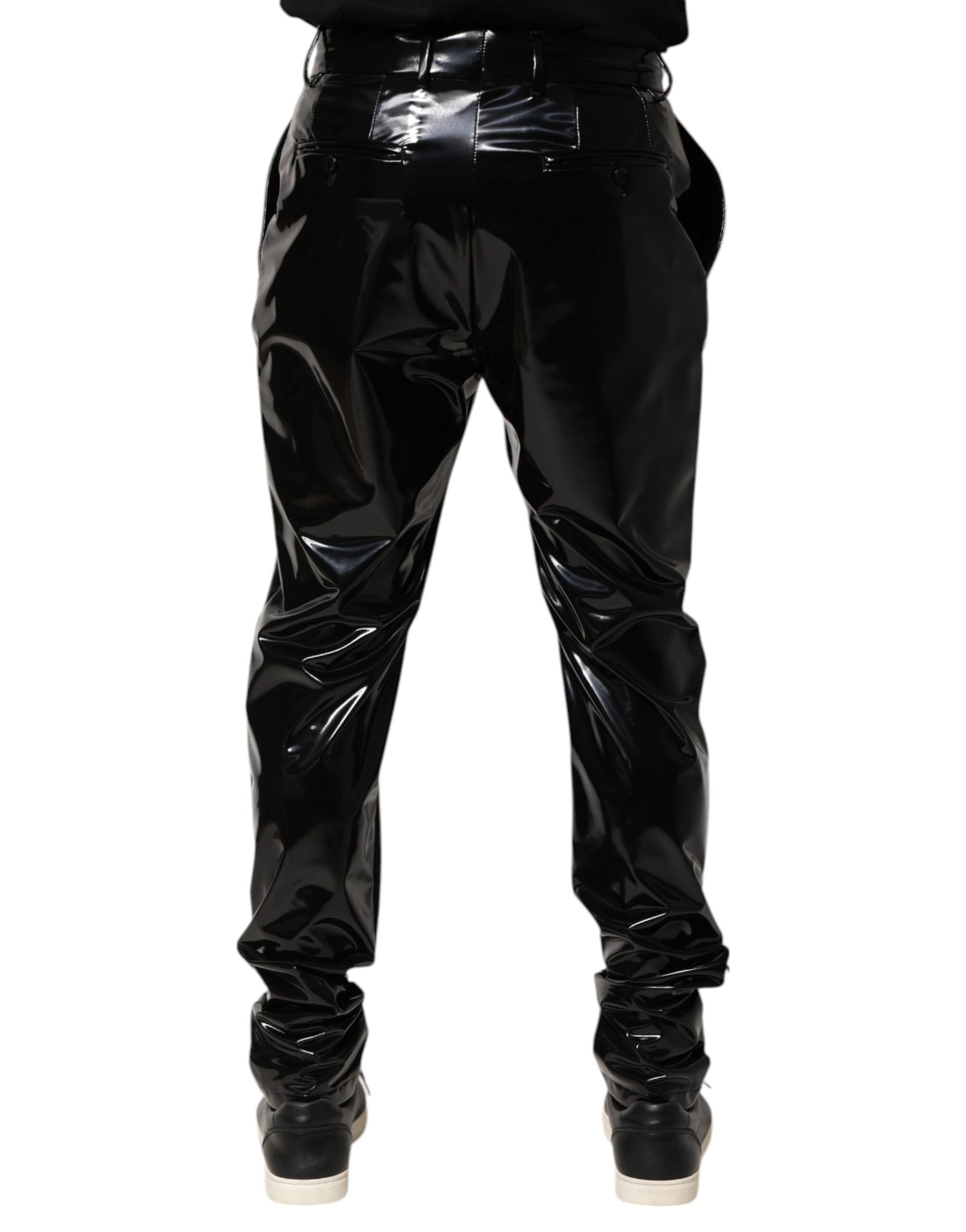 Dolce & Gabbana Black Polyester Mid Waist Men Trouser Pants | Regal Royce