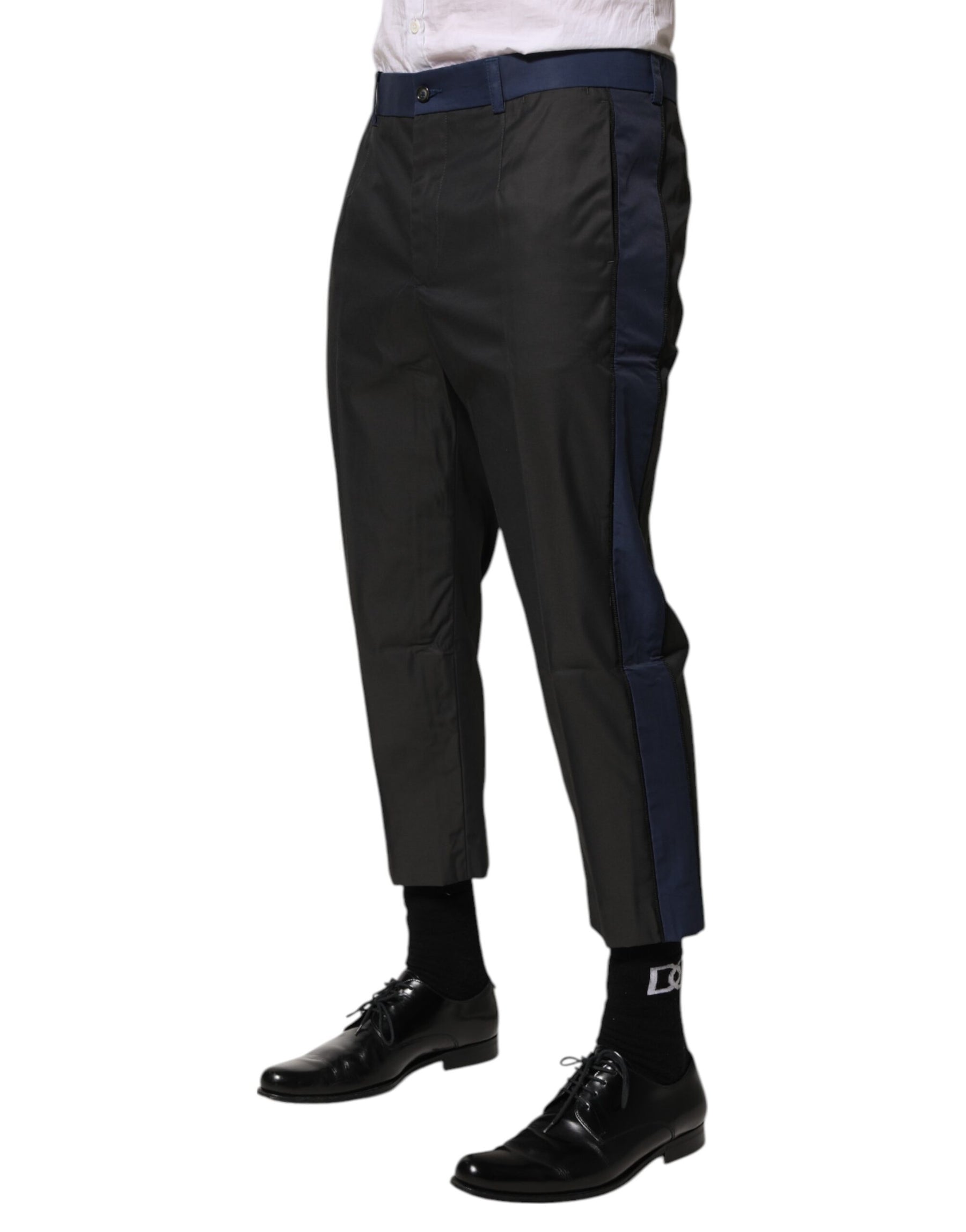 Dolce & Gabbana Gray Blue Cotton 3/4 Chinos Crop Trouser Pants | Regal Royce