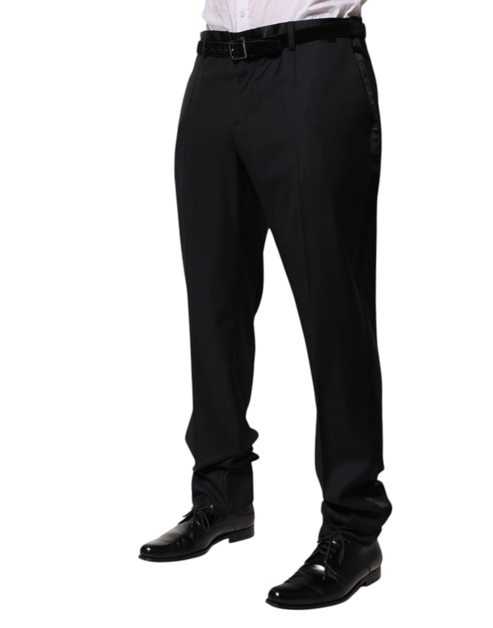 Dolce & Gabbana Black Wool Men Formal Dress Trouser Pants