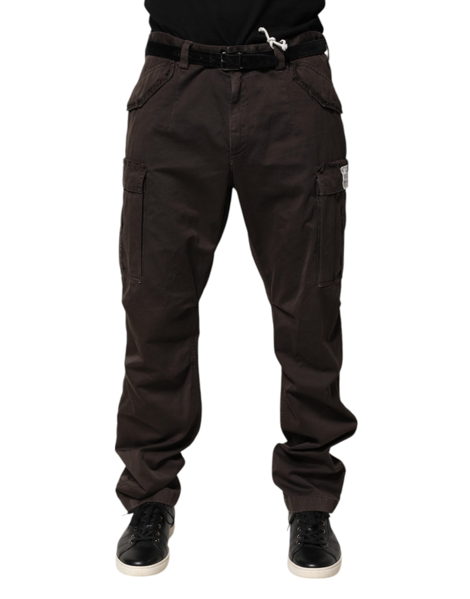 Dolce & Gabbana Brown Cotton Stretch Cargo Men Trouser Pants | Regal Royce