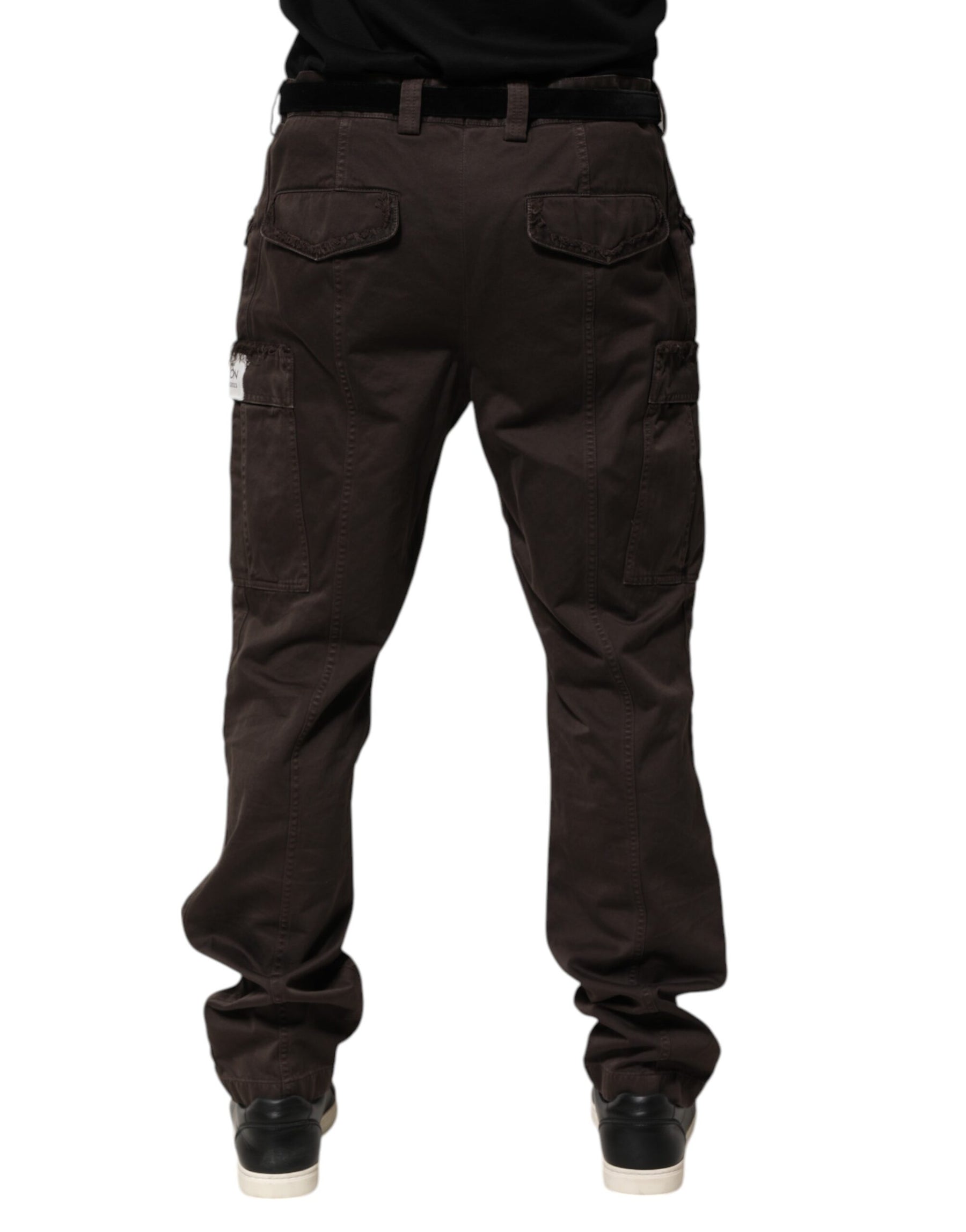 Dolce & Gabbana Brown Cotton Stretch Cargo Men Trouser Pants | Regal Royce