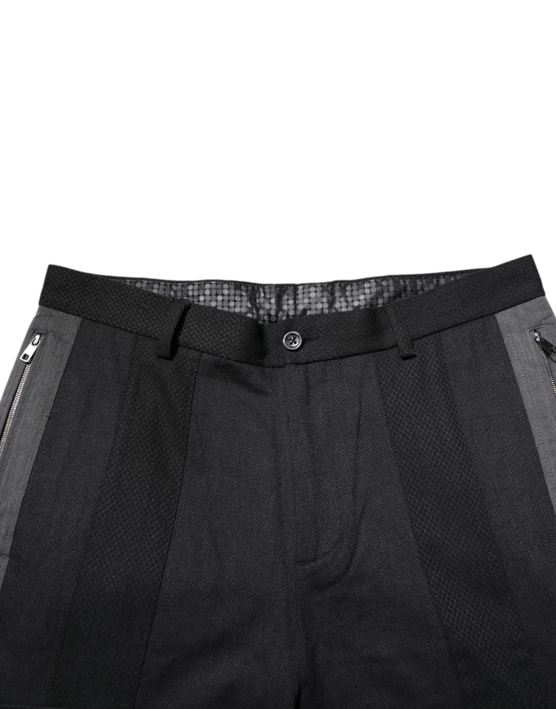 Dolce & Gabbana Black Gray Cotton Dress Formal Trouser Pants | Regal Royce