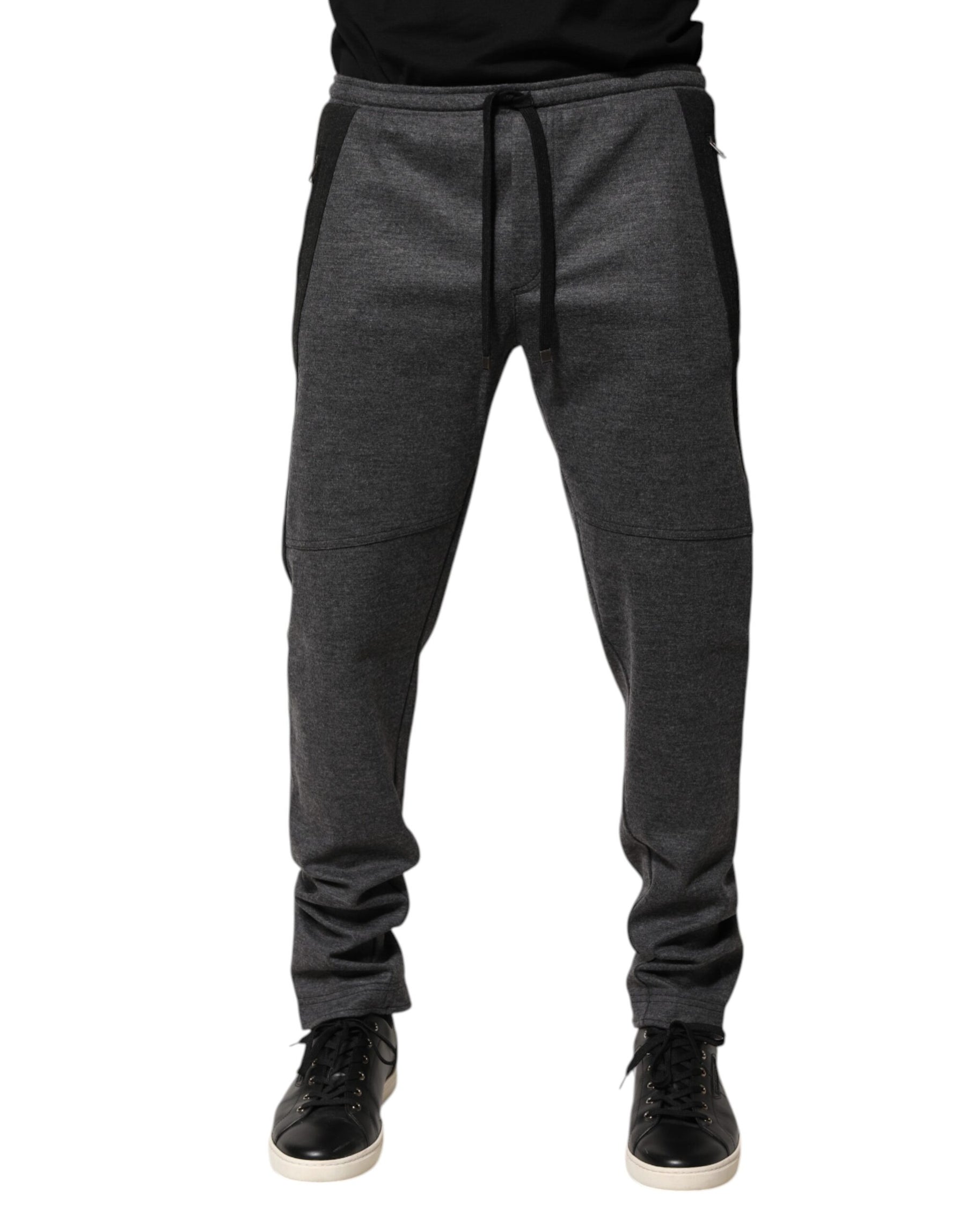 Dolce & Gabbana Gray Black Wool Blend Jogger Sweatpants  Pants | Regal Royce