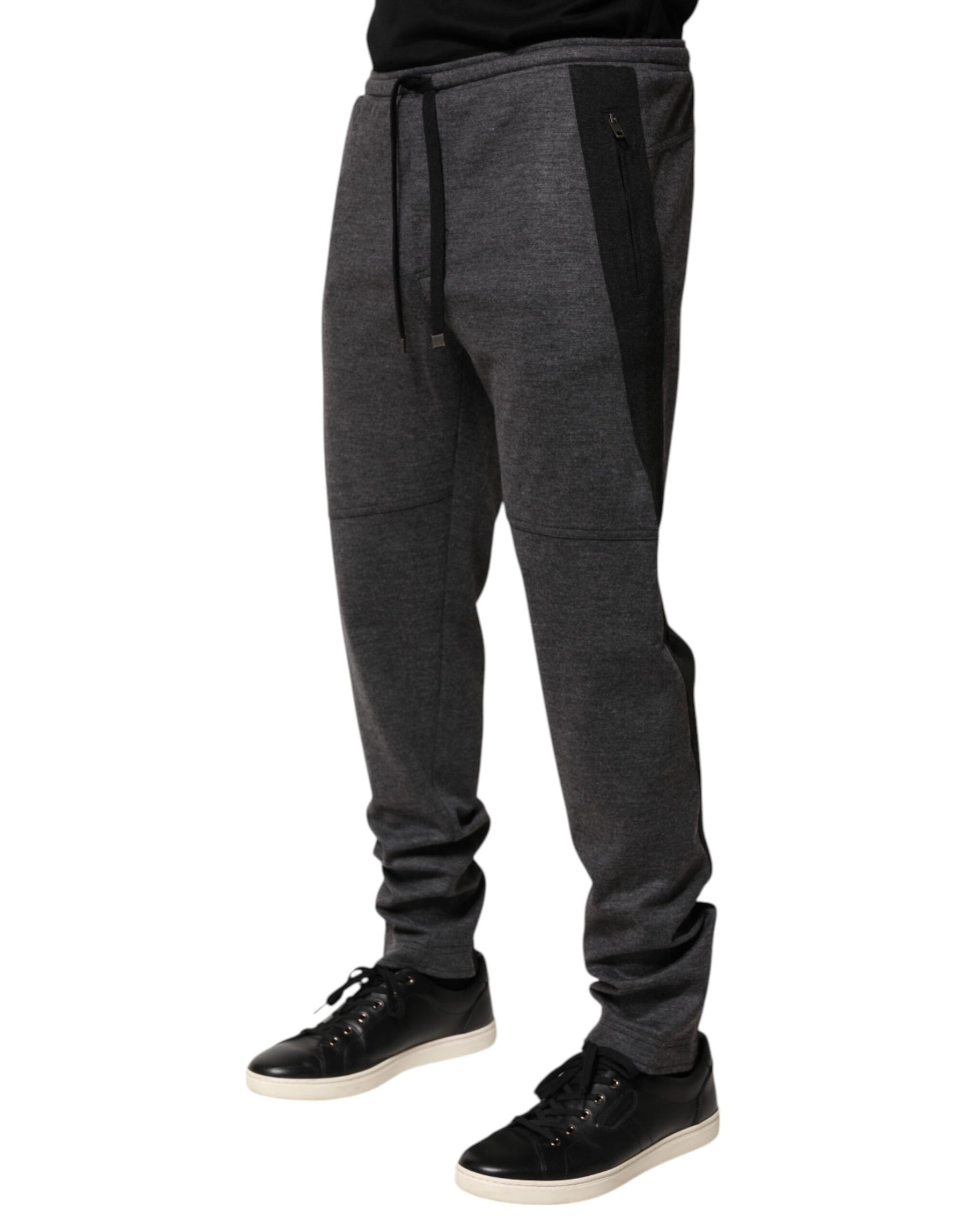 Dolce & Gabbana Gray Black Wool Blend Jogger Sweatpants  Pants | Regal Royce
