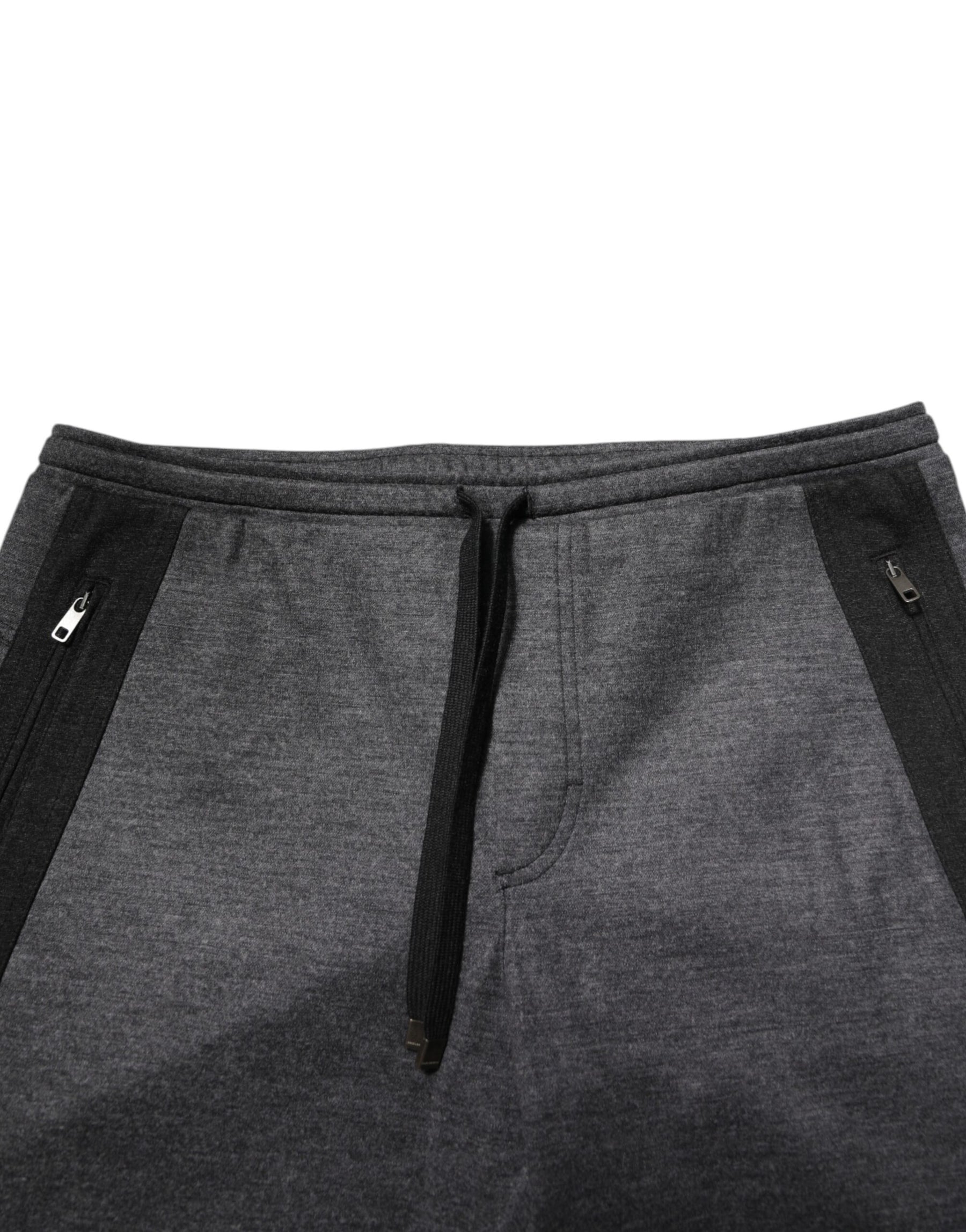 Dolce & Gabbana Gray Black Wool Blend Jogger Sweatpants  Pants | Regal Royce