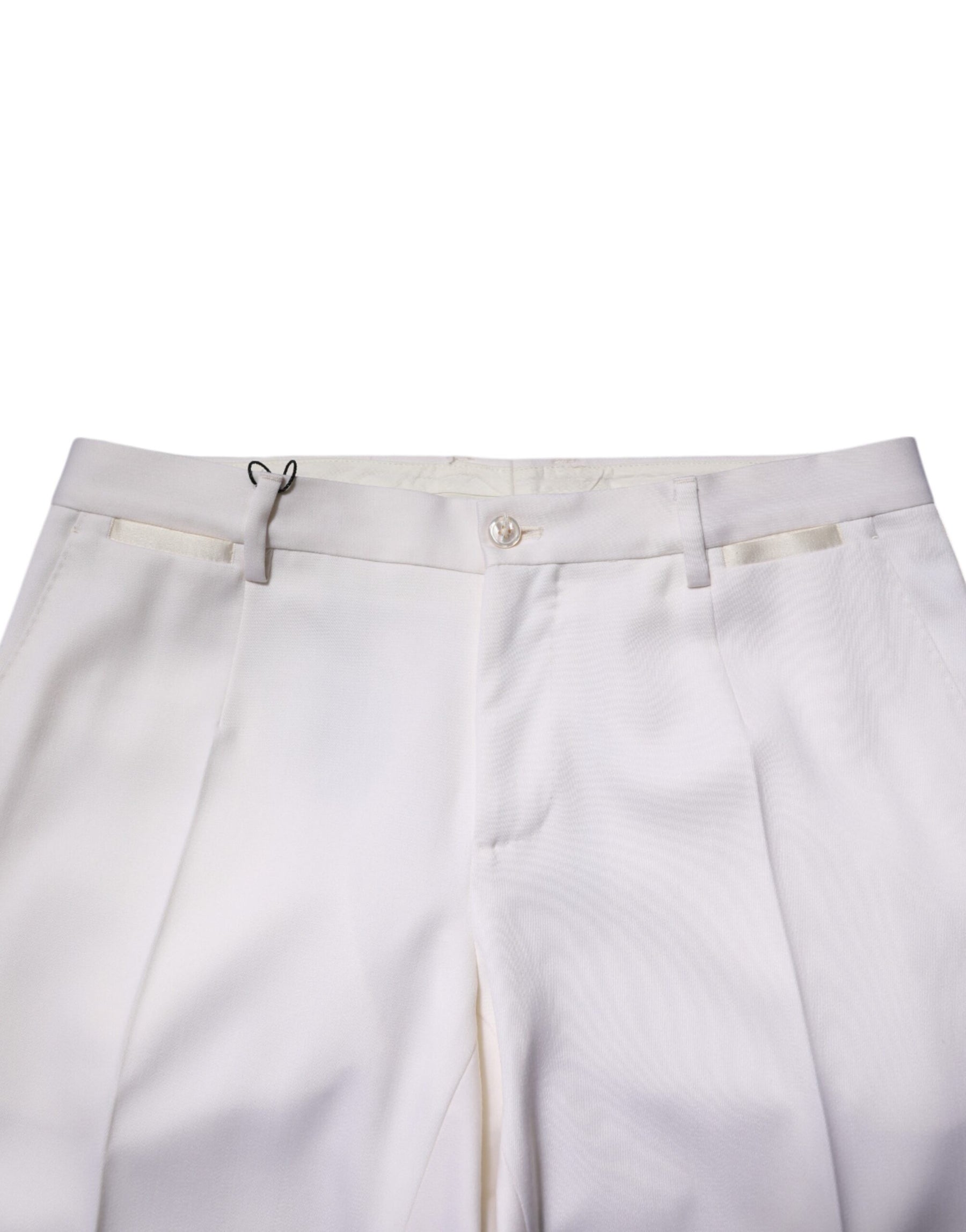 Dolce & Gabbana White Polyester Tapered Formal Trouser Pants | Regal Royce