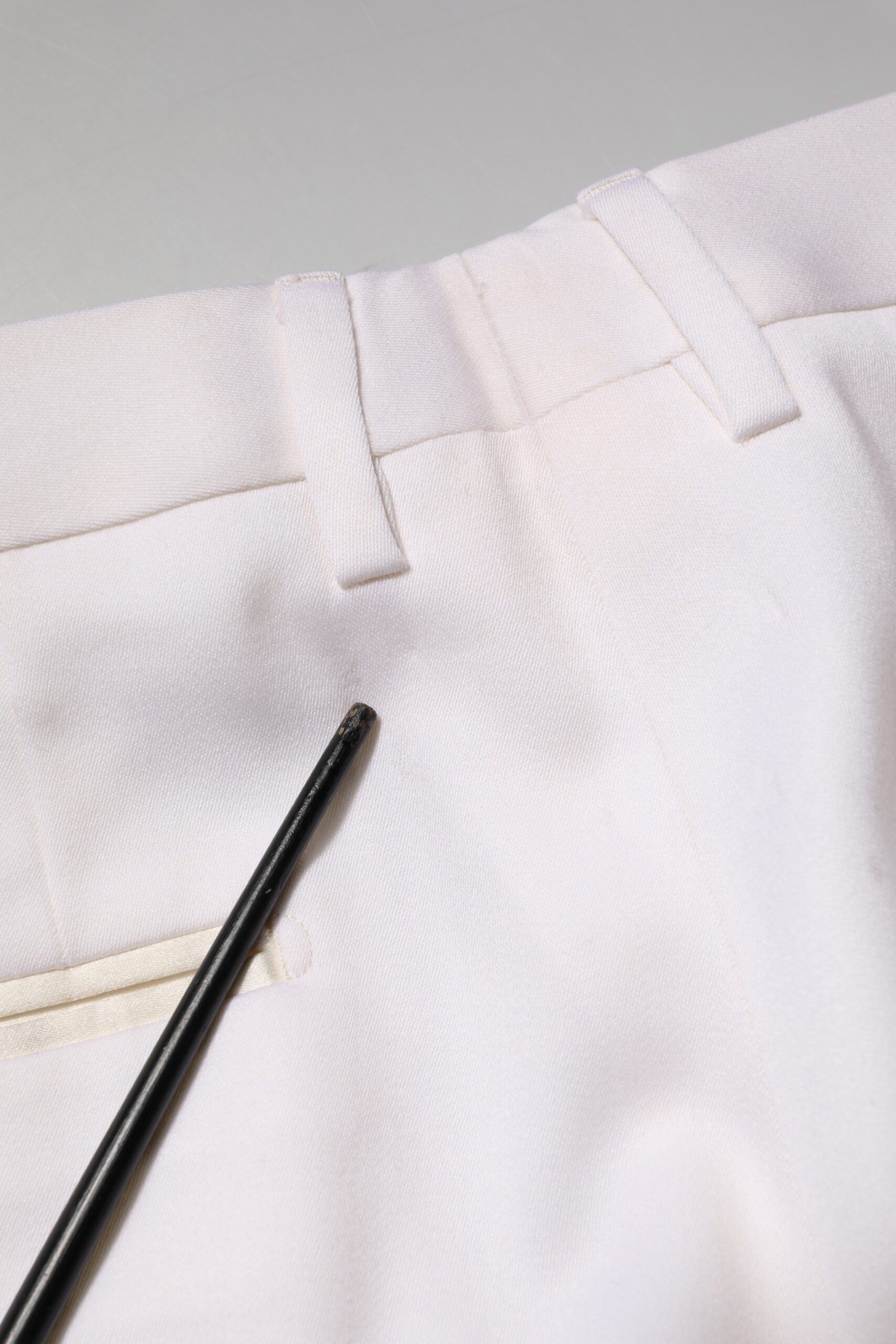 Dolce & Gabbana White Polyester Tapered Formal Trouser Pants | Regal Royce