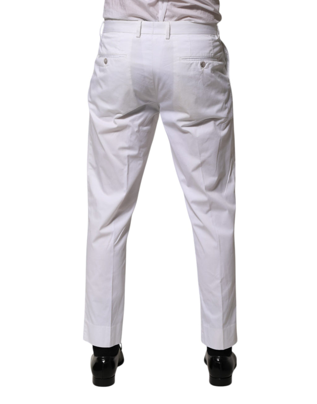 Dolce & Gabbana White Cotton Dress Slim Formal Trouser Pants
