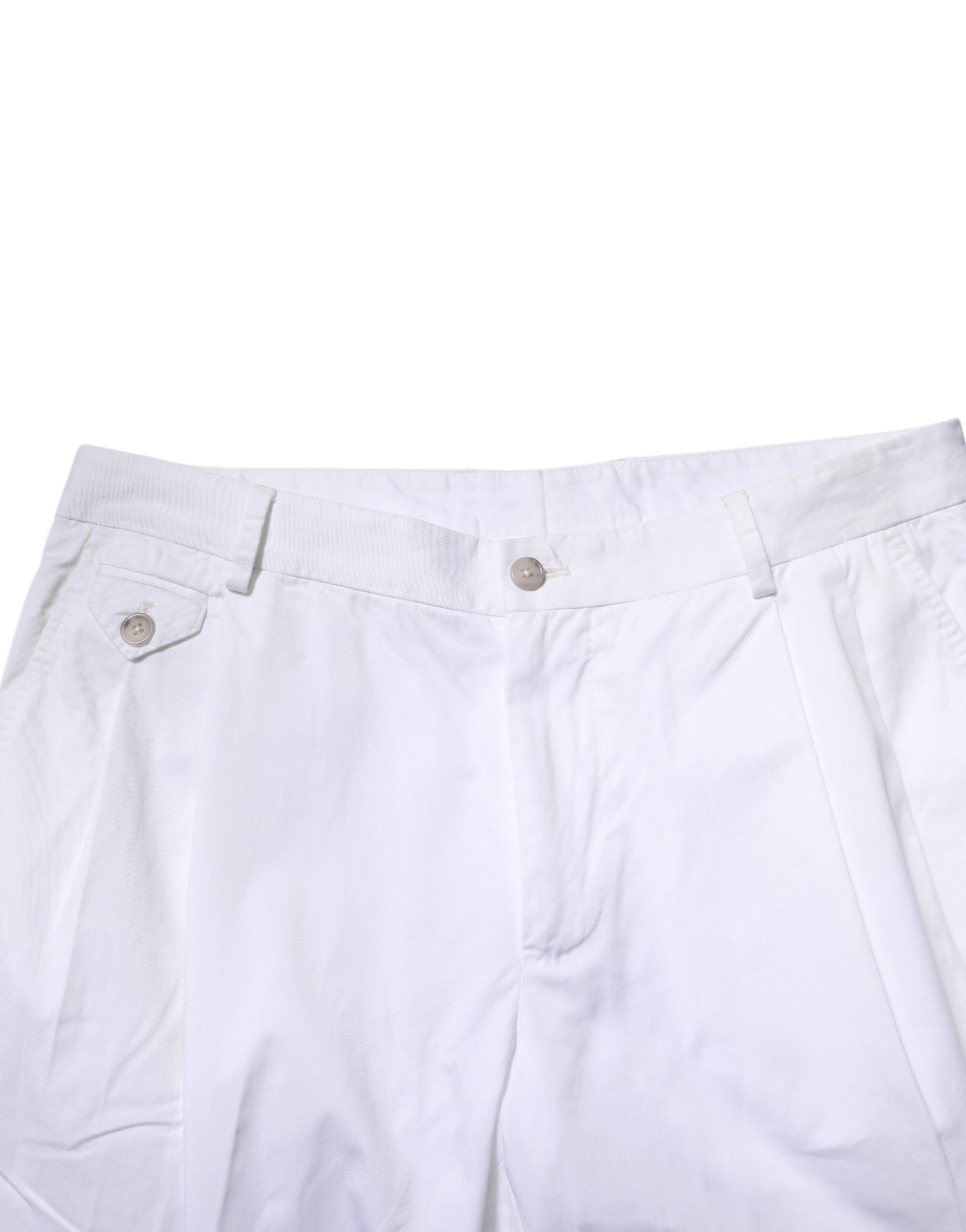 Dolce & Gabbana White Cotton Dress Slim Formal Trouser Pants | Regal Royce