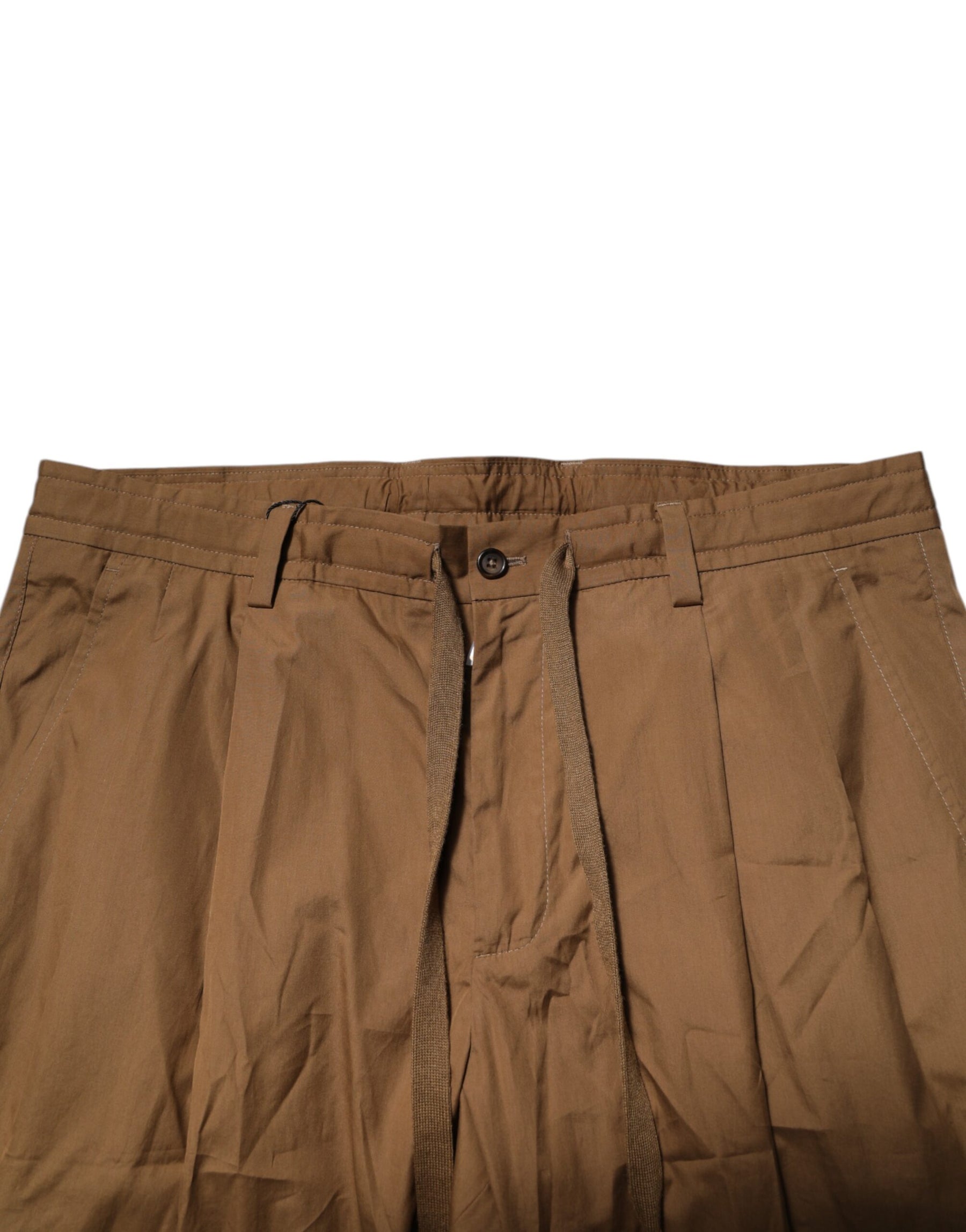 Dolce & Gabbana Brown Cotton Chino Mid Waist Men Jogger Pants | Regal Royce