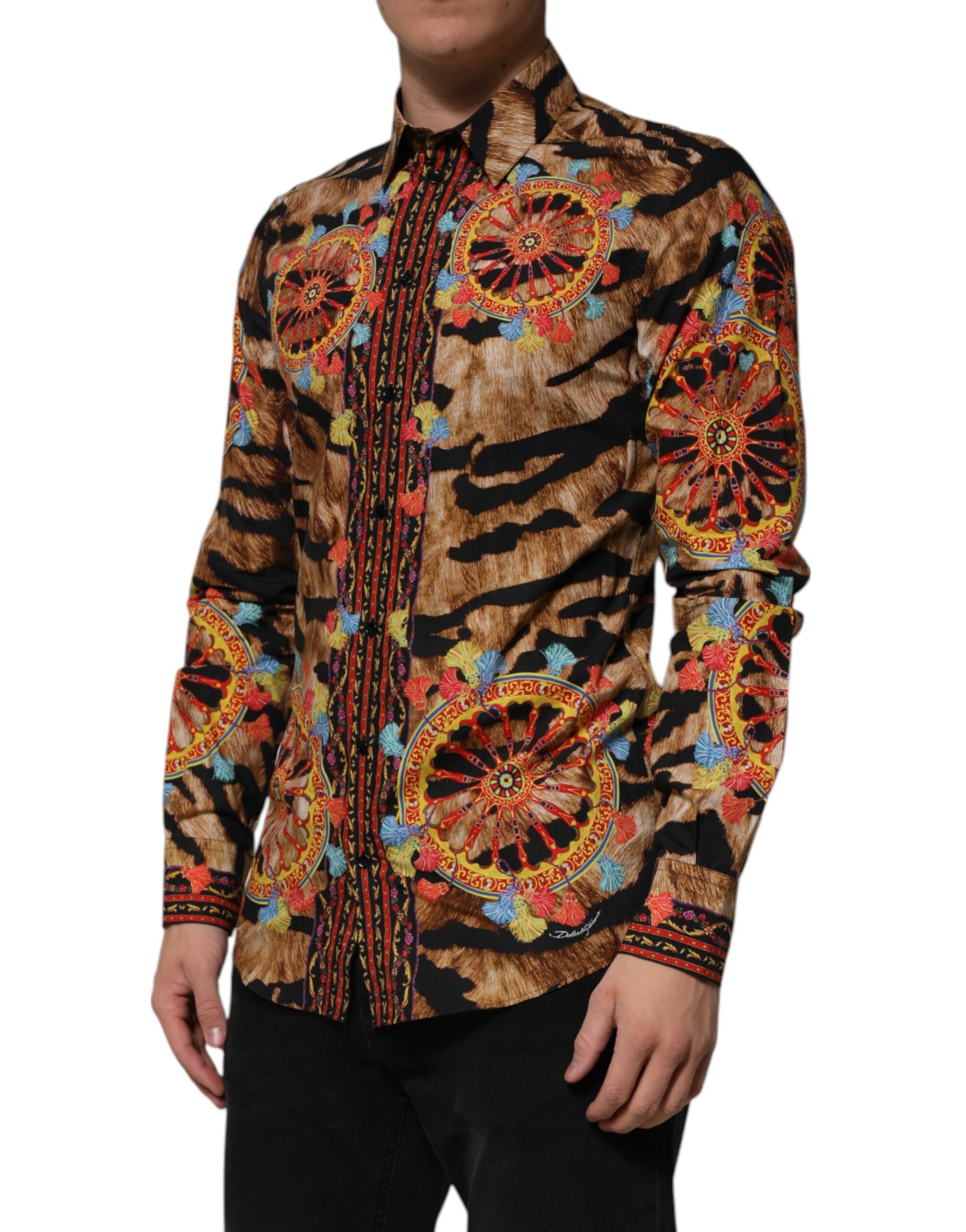 Dolce & Gabbana GOLD Cotton Tiger Carretto Long Sleeve Shirt | Regal Royce