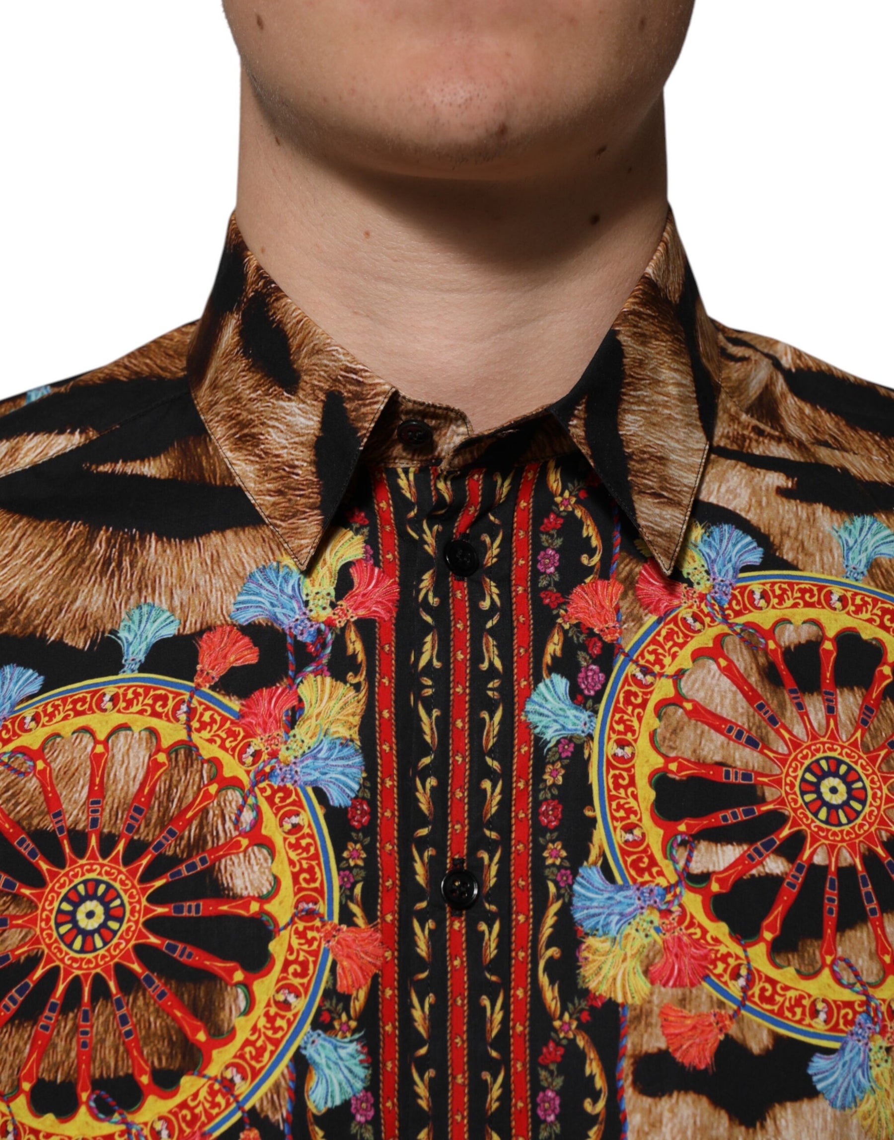 Dolce & Gabbana GOLD Cotton Tiger Carretto Long Sleeve Shirt | Regal Royce