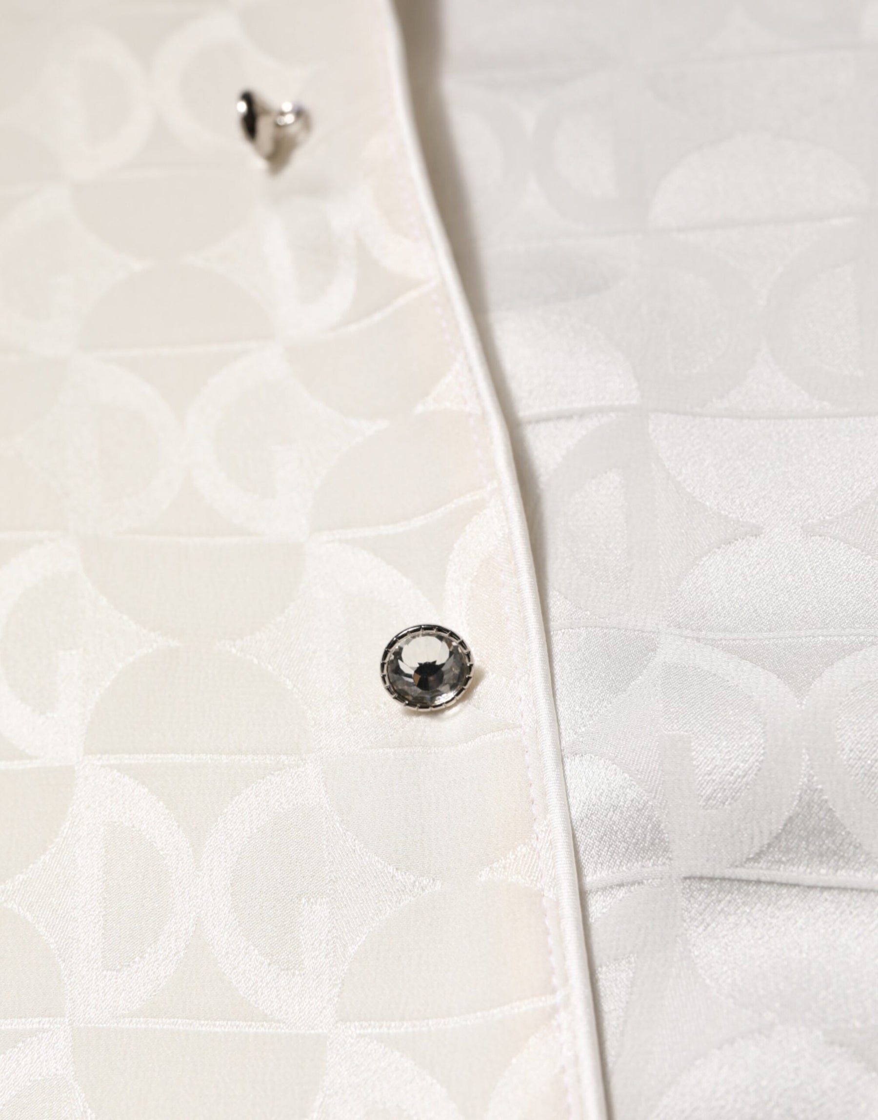 Dolce & Gabbana White Silk DG Logo Print Long Sleeves Shirt | Regal Royce