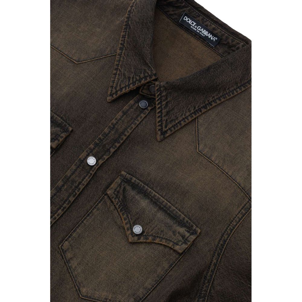 Dolce & Gabbana Brown Denim Shirt | Regal Royce