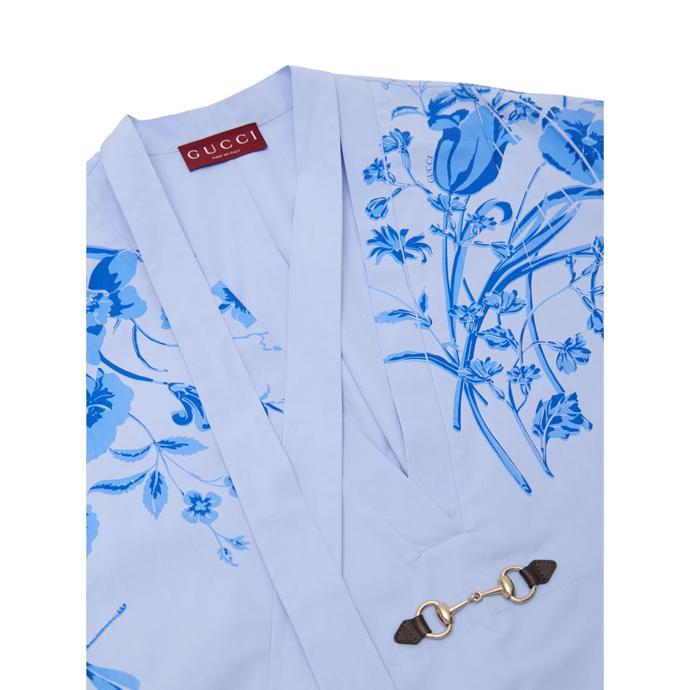 Gucci Blue Cotton Pattern Shirt | Regal Royce