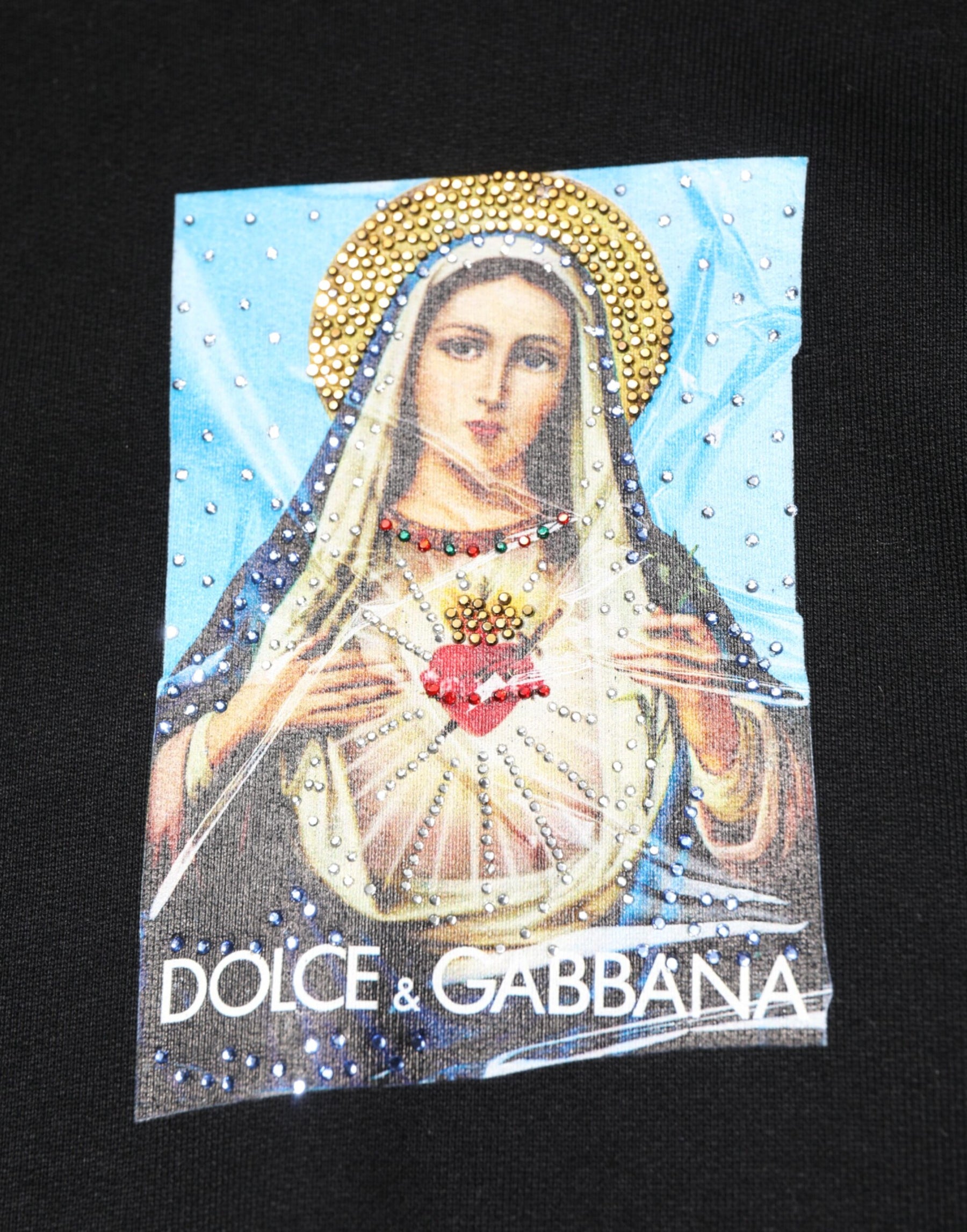 Dolce & Gabbana Black Printed Hoodie Crystal Embellished Jacket | Regal Royce