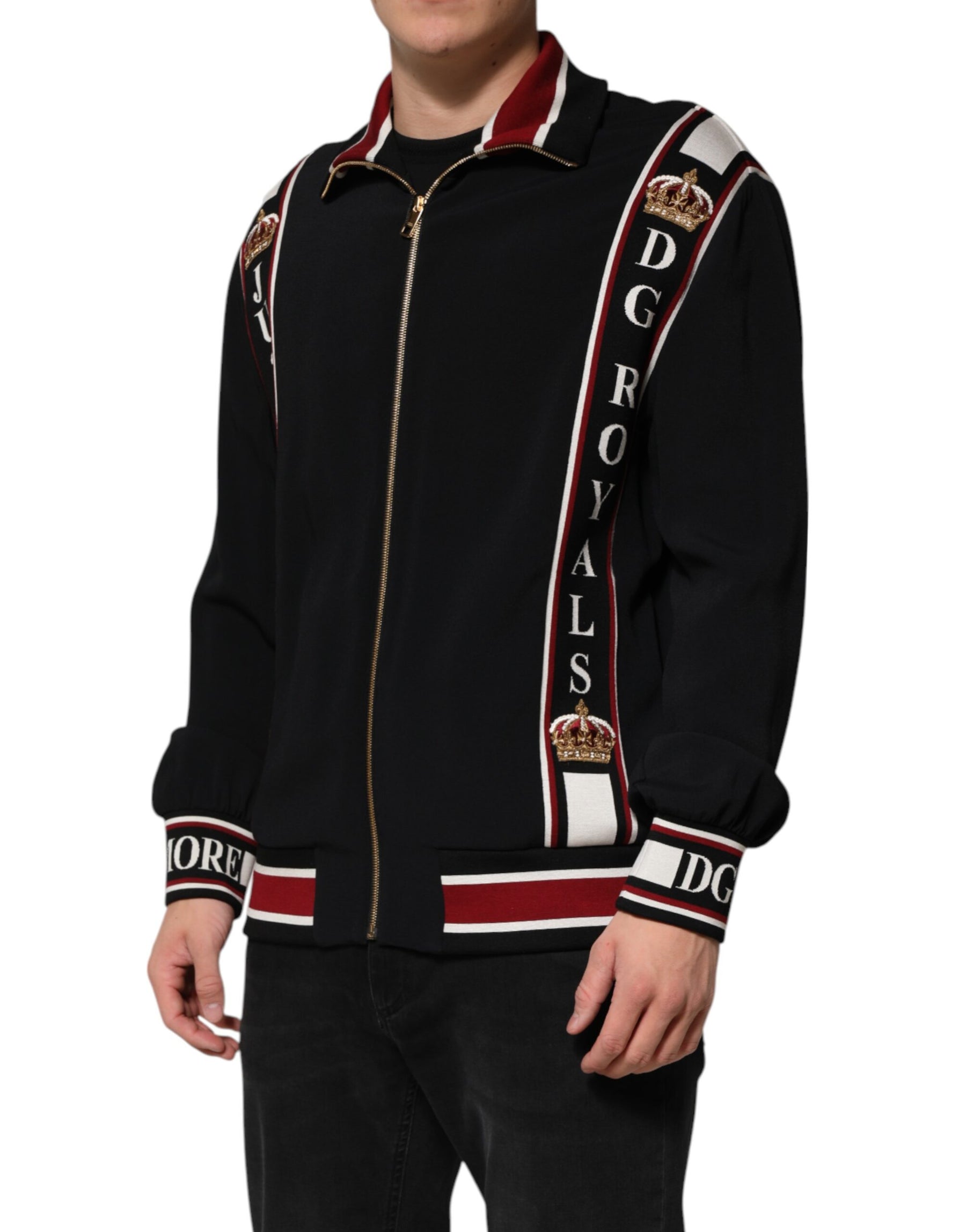 Dolce & Gabbana Black DG King Full Zip Sweatshirt  Sweater | Regal Royce