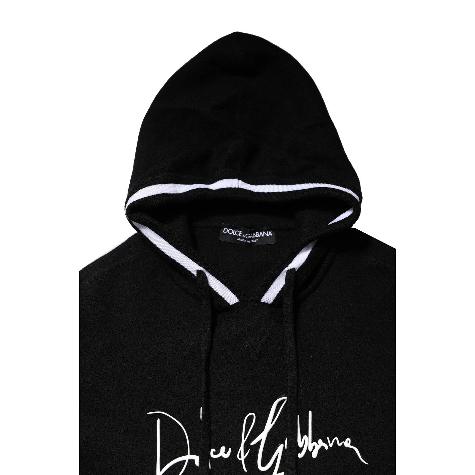 Dolce & Gabbana Black Hooded Logo Print Sweatshirt Sweater | Regal Royce
