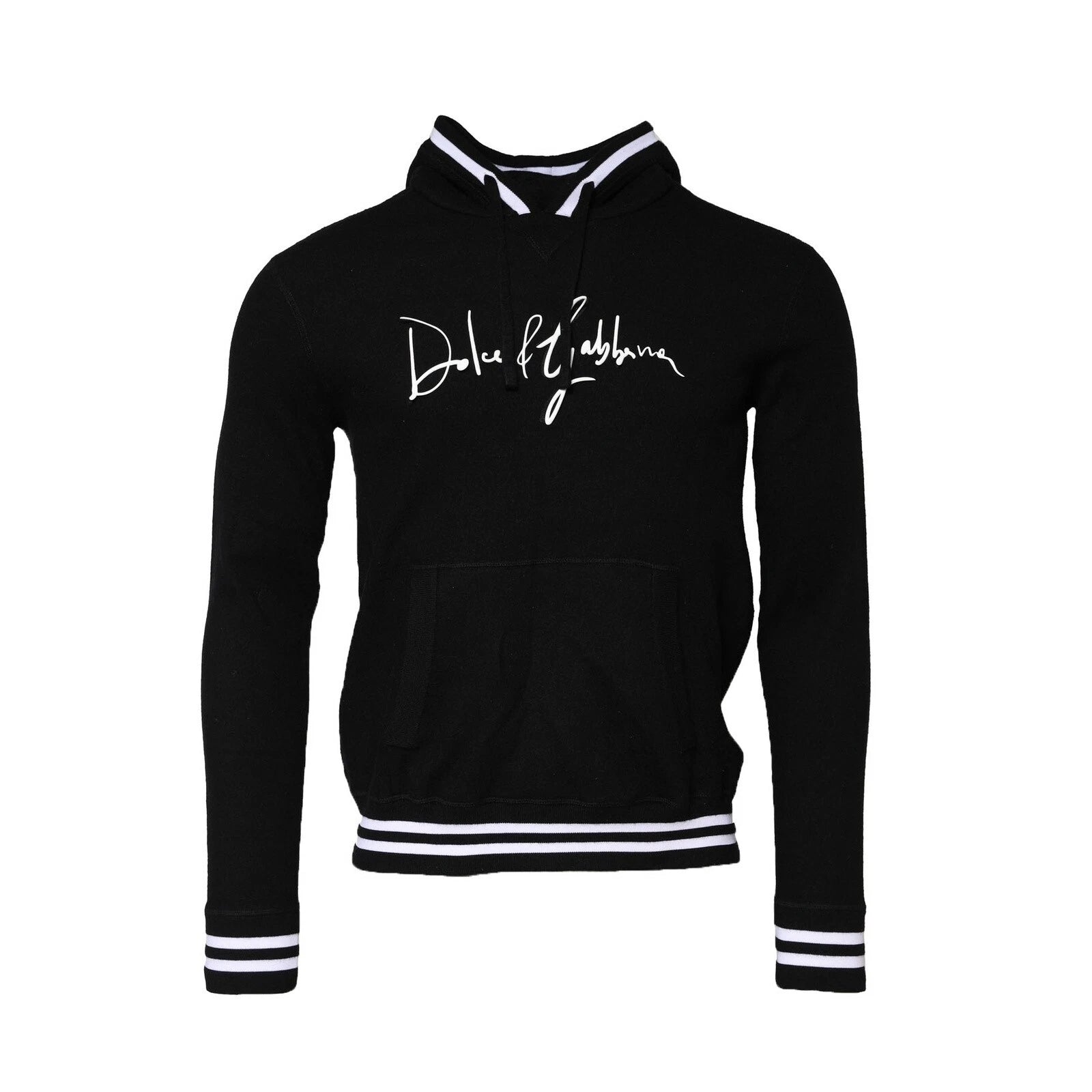 Dolce & Gabbana Black Hooded Logo Print Sweatshirt Sweater | Regal Royce