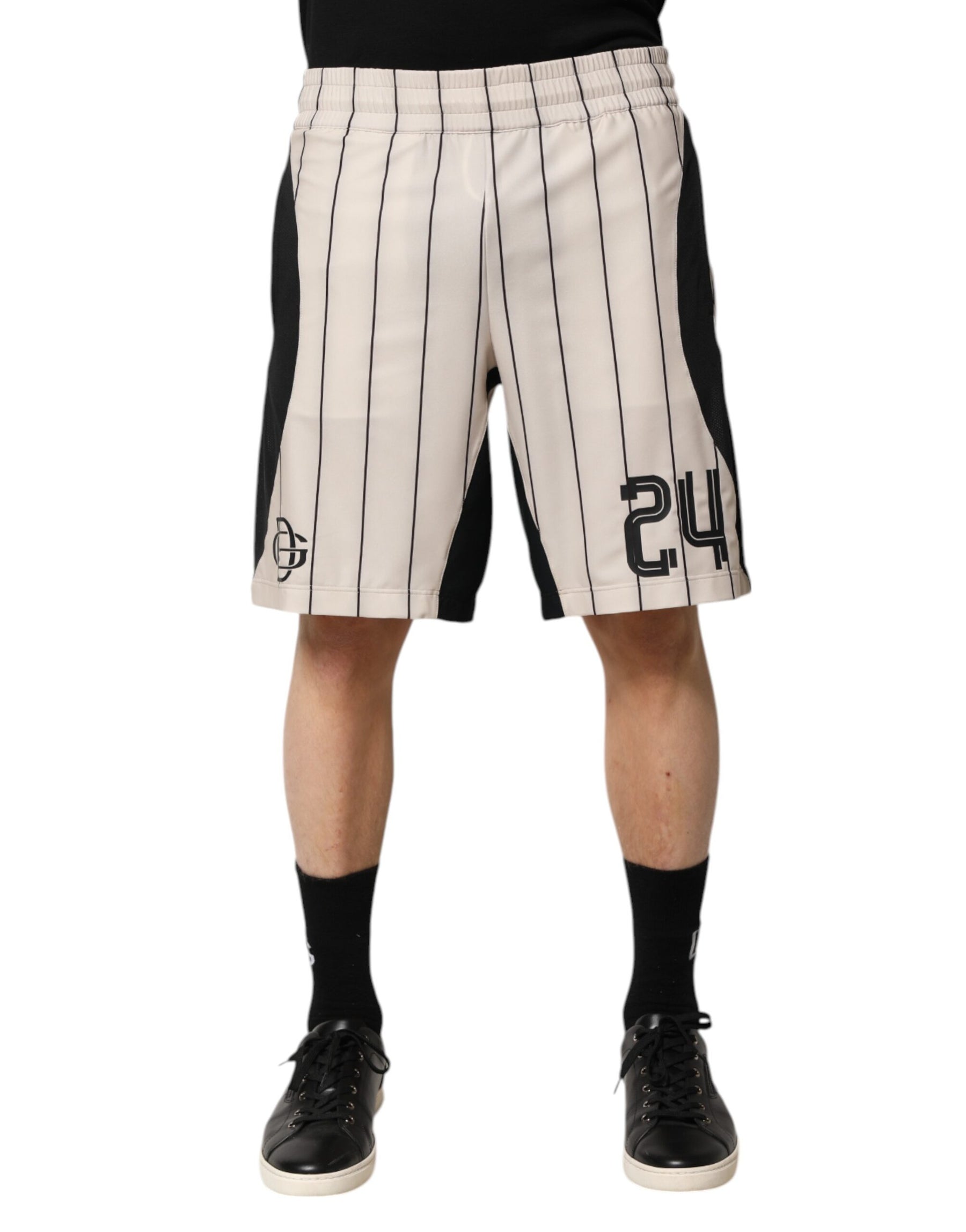 Dolce & Gabbana Off White Polyester DG Logo Sweatshorts Shorts | Regal Royce