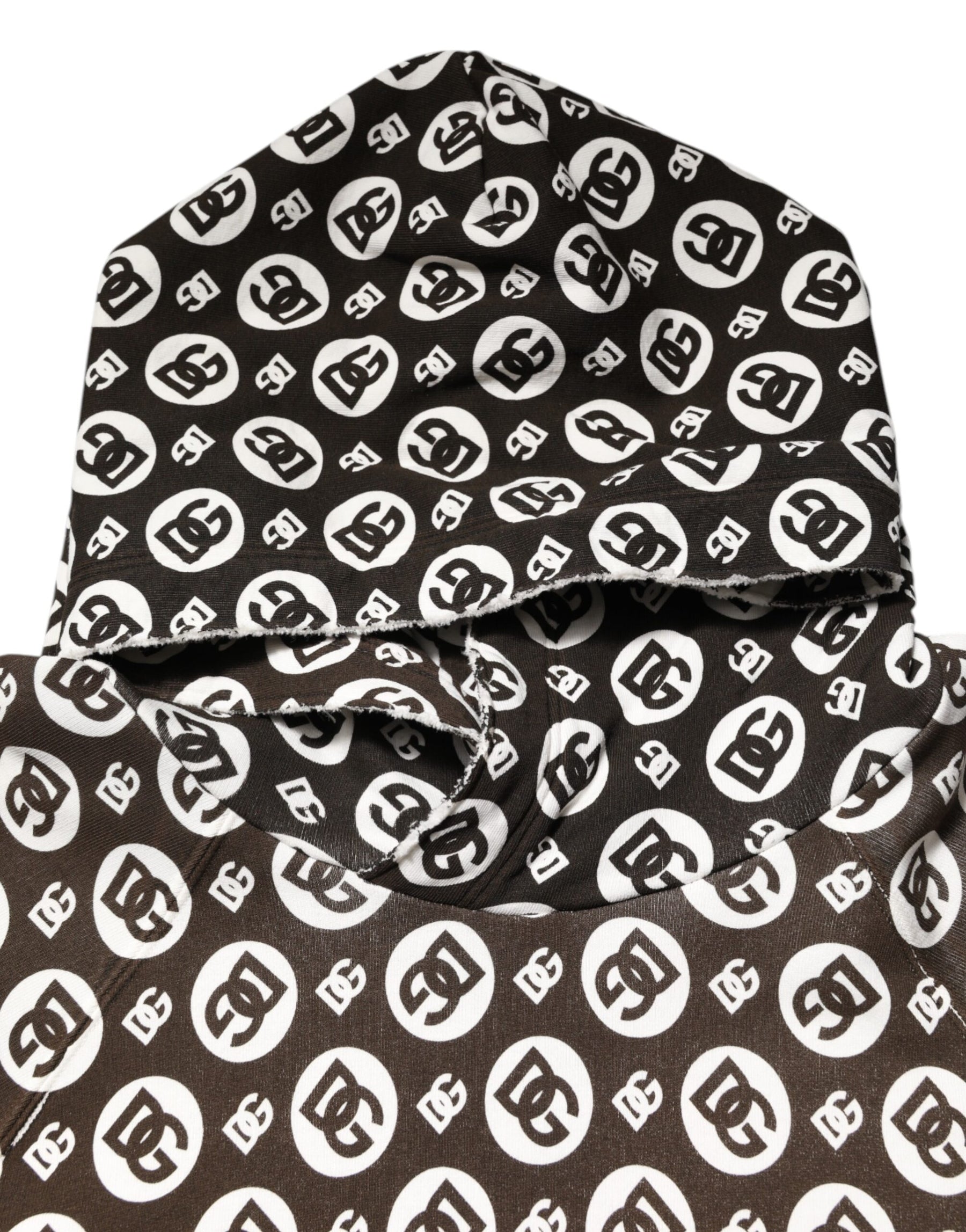 Dolce & Gabbana Brown White DG Logo Short Hoodie Sweater | Regal Royce