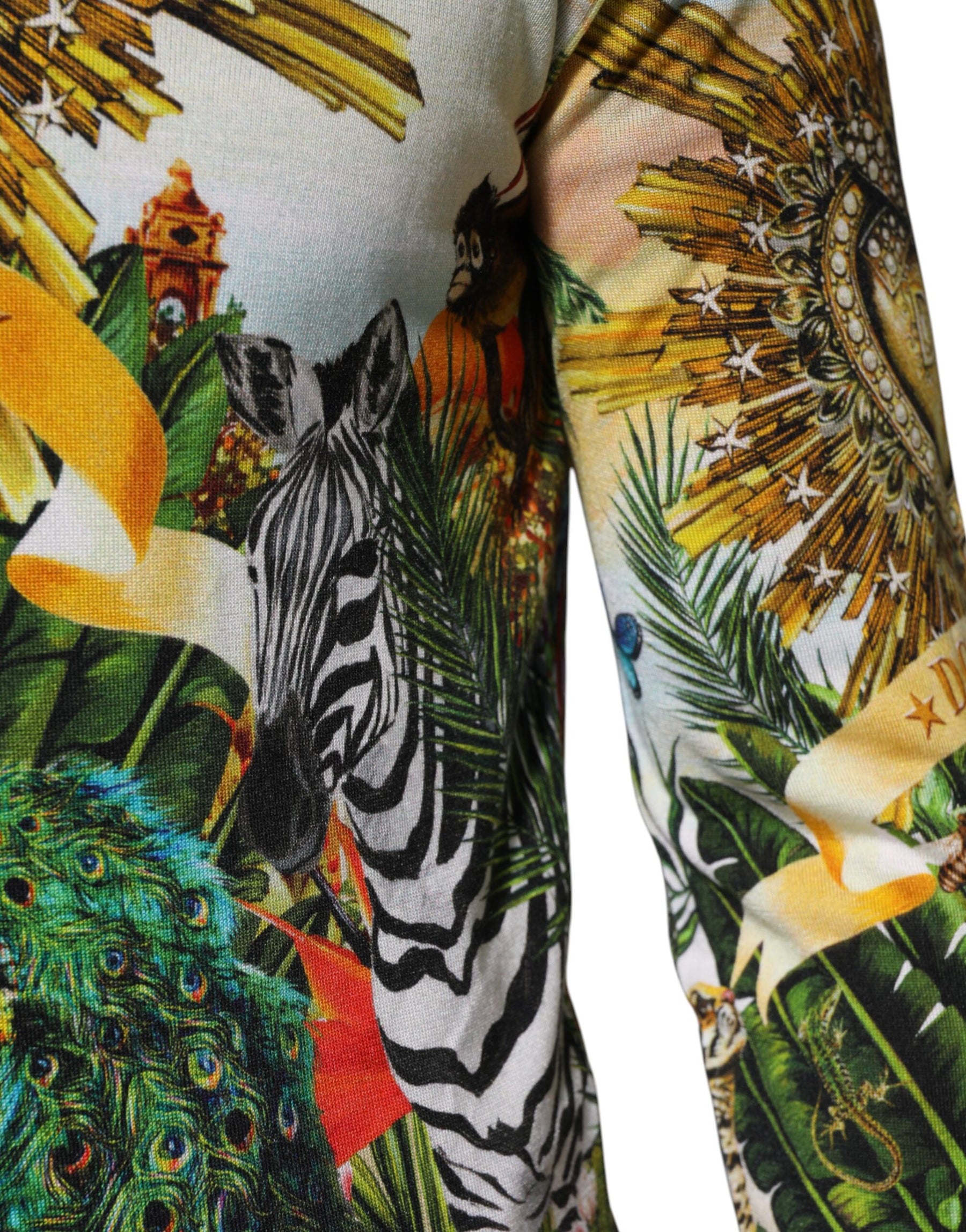 Dolce & Gabbana Tropical Heart Crown Silk Pullover Sweater | Regal Royce