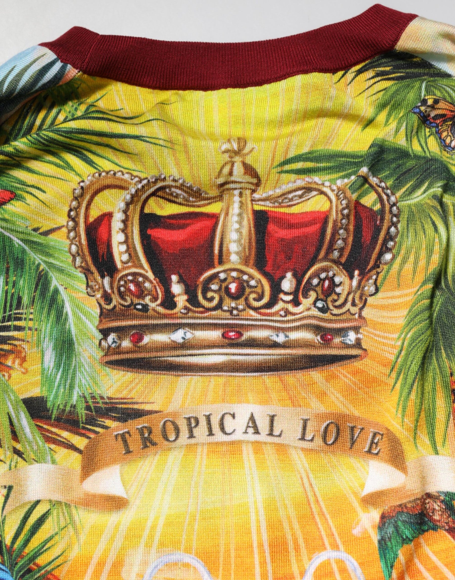 Dolce & Gabbana Tropical Heart Crown Silk Pullover Sweater | Regal Royce