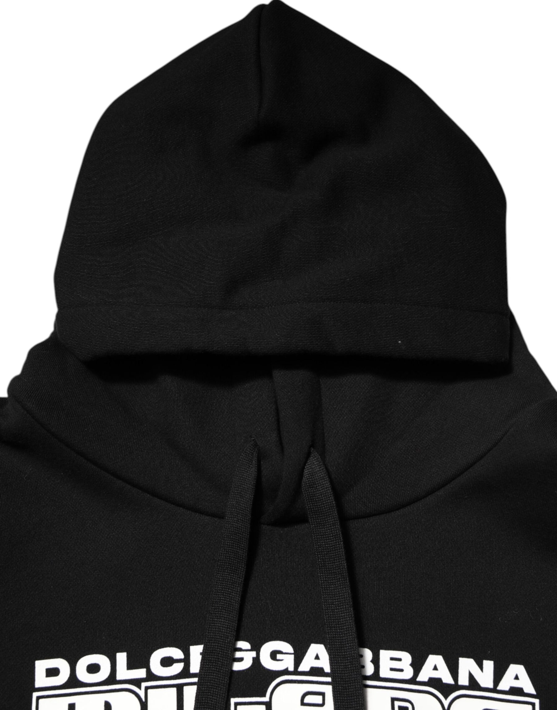 Dolce & Gabbana Black Cotton DG Milano Logo Print Hoodie Sweater | Regal Royce