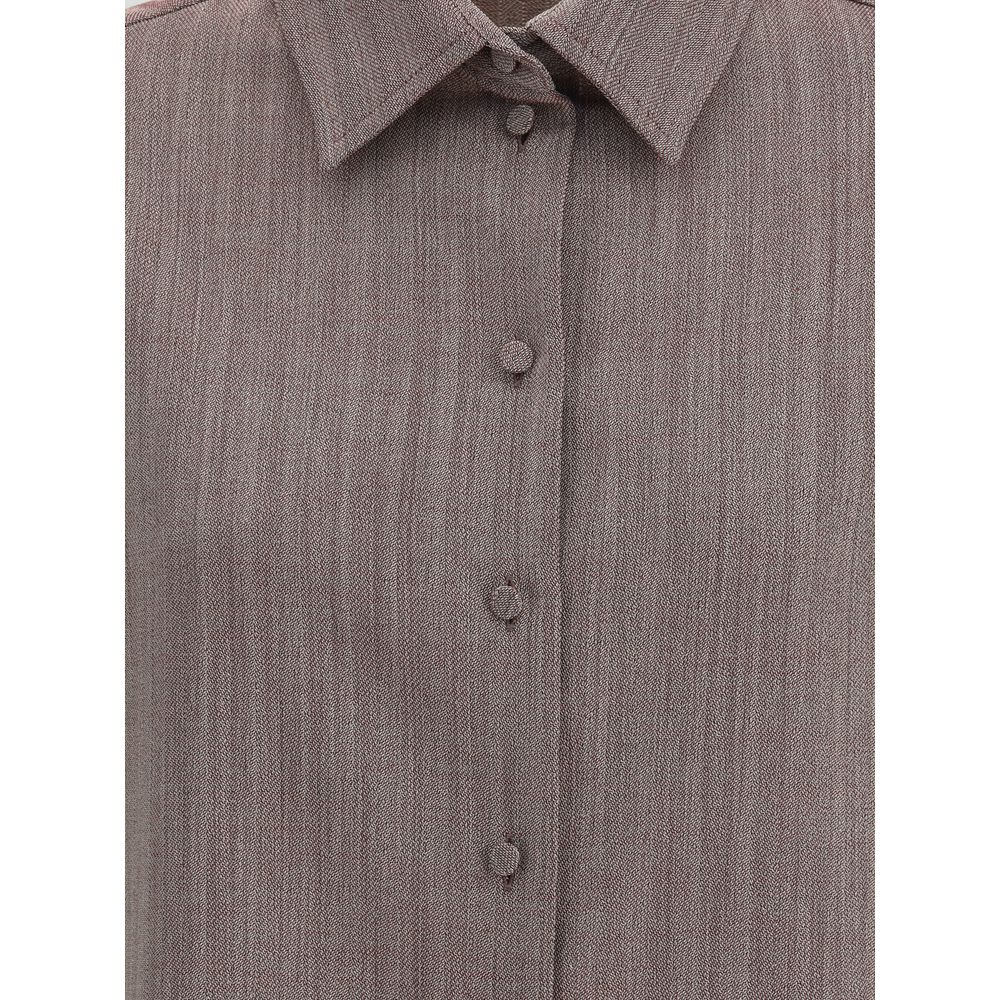 Golden Goose Brown Fleece Wool Dress Shirt