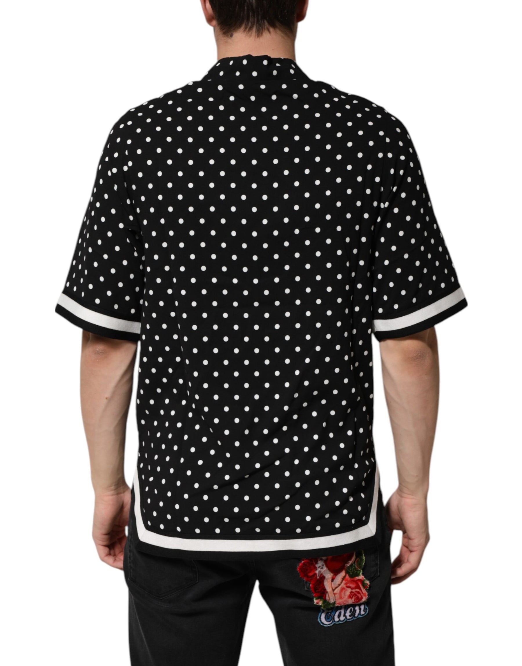 Dolce & Gabbana Black Polka Dot Short Sleeves Collared Polo T-shirt | Regal Royce