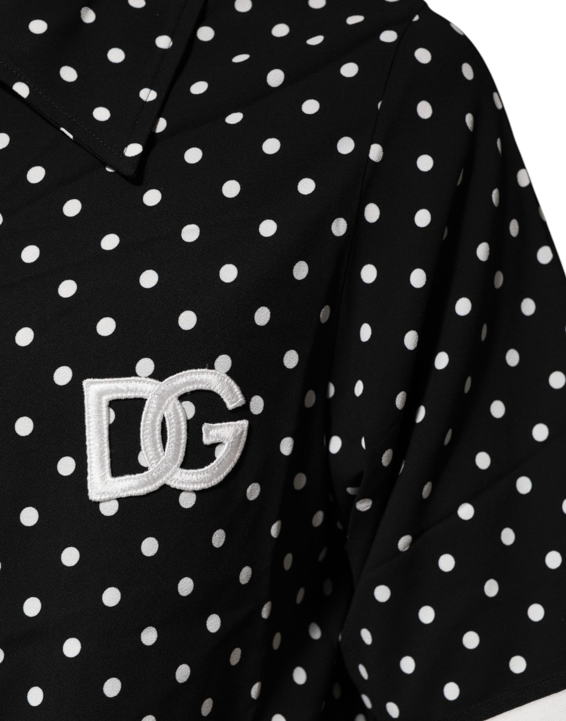 Dolce & Gabbana Black Polka Dot Short Sleeves Collared Polo T-shirt | Regal Royce