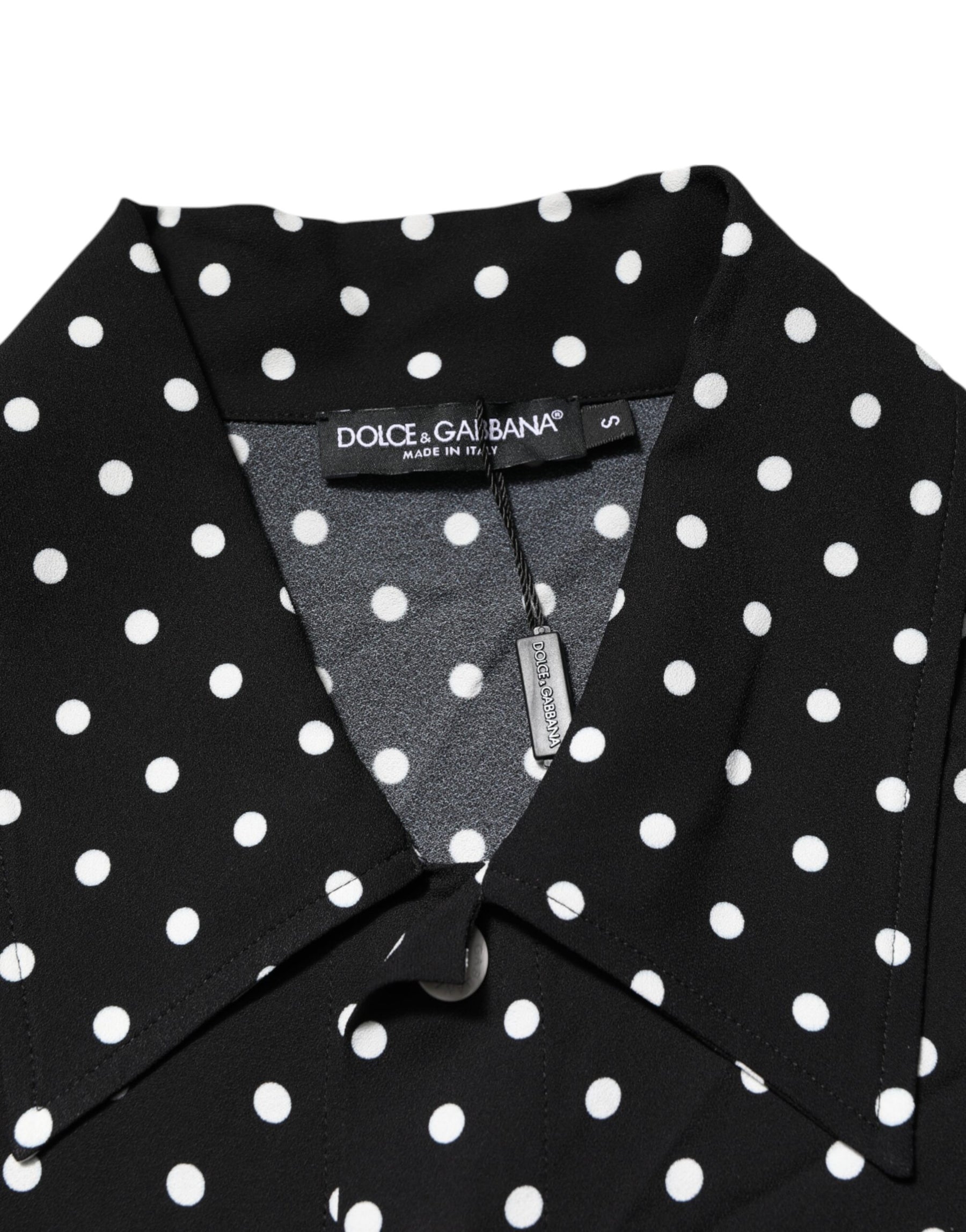 Dolce & Gabbana Black Polka Dot Short Sleeves Collared Polo T-shirt | Regal Royce