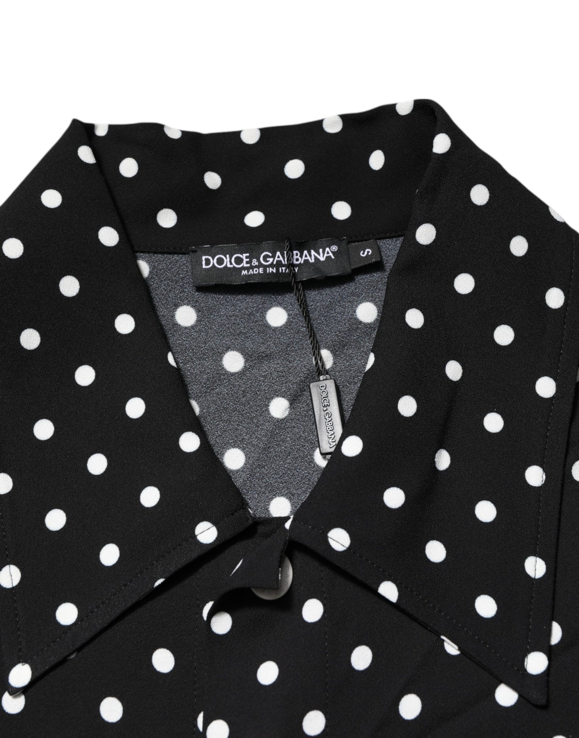 Dolce & Gabbana Black Polka Dot Short Sleeves Collared Polo T-shirt