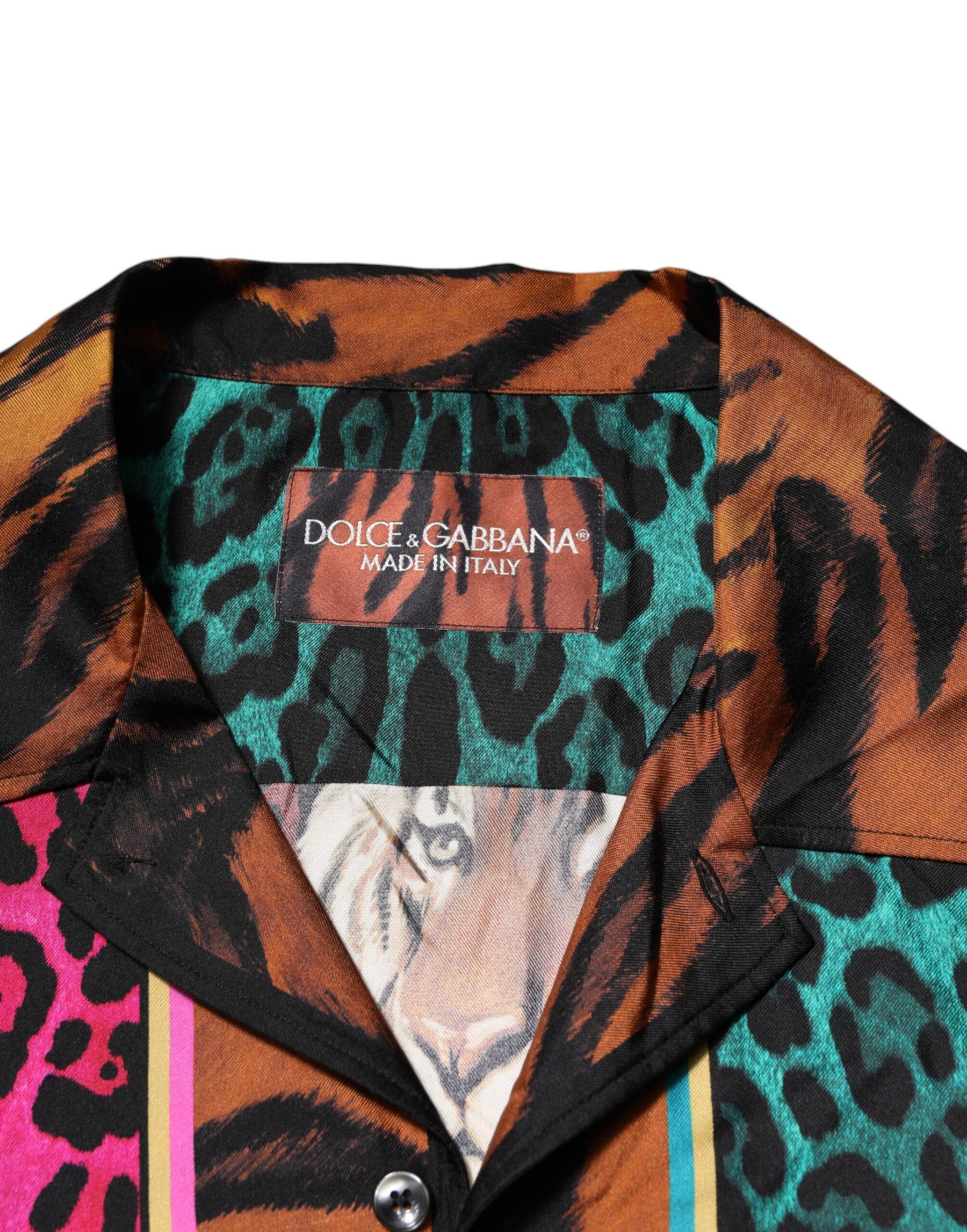 Dolce & Gabbana Multicolor Silk Tiger Print Hawaiian T-shirt | Regal Royce