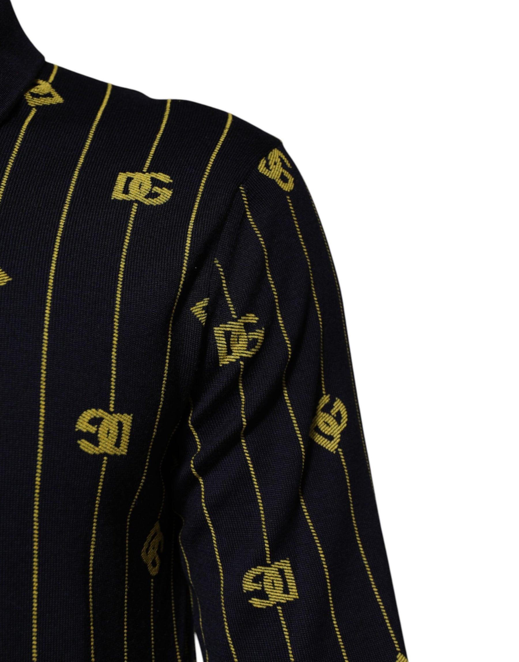 Dolce & Gabbana Black Logo Jacquard Knitted Polo Shirt T-shirt | Regal Royce