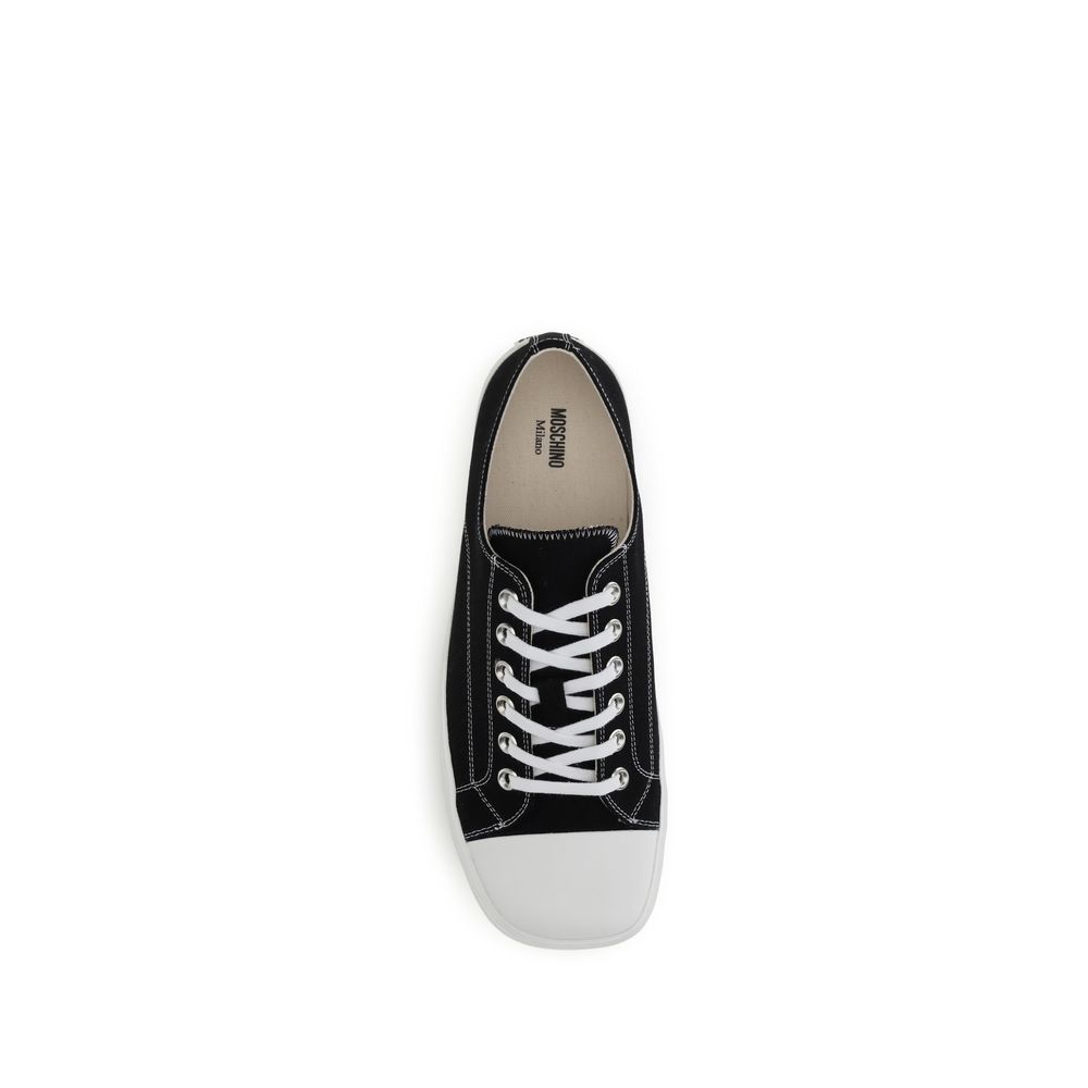 Moschino Black Cotton Low Top Sneakers | Regal Royce