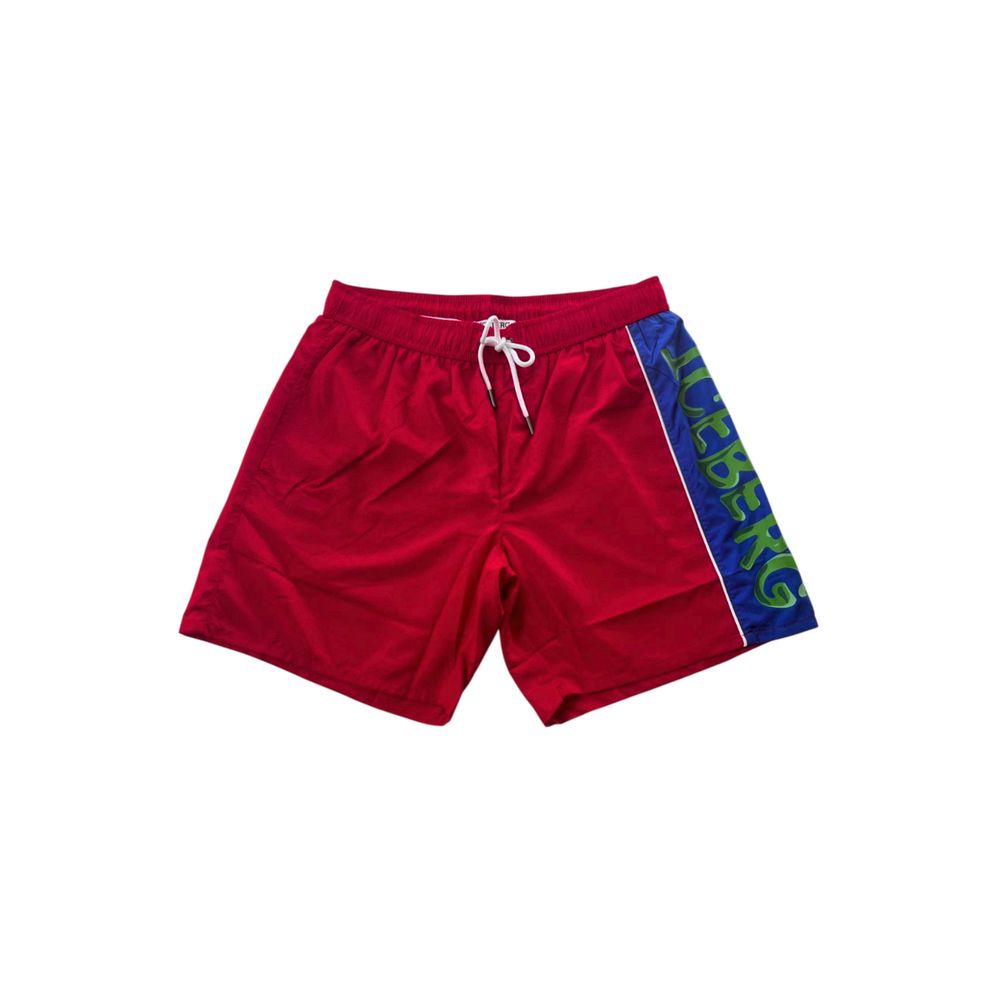 Iceberg Red Polyester Men Swim Short | Regal Royce