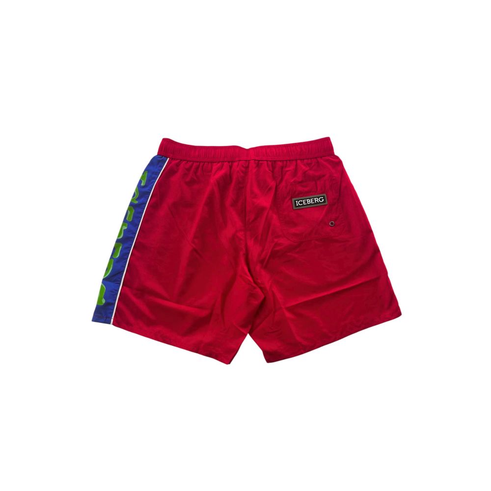Iceberg Red Polyester Men Swim Short | Regal Royce