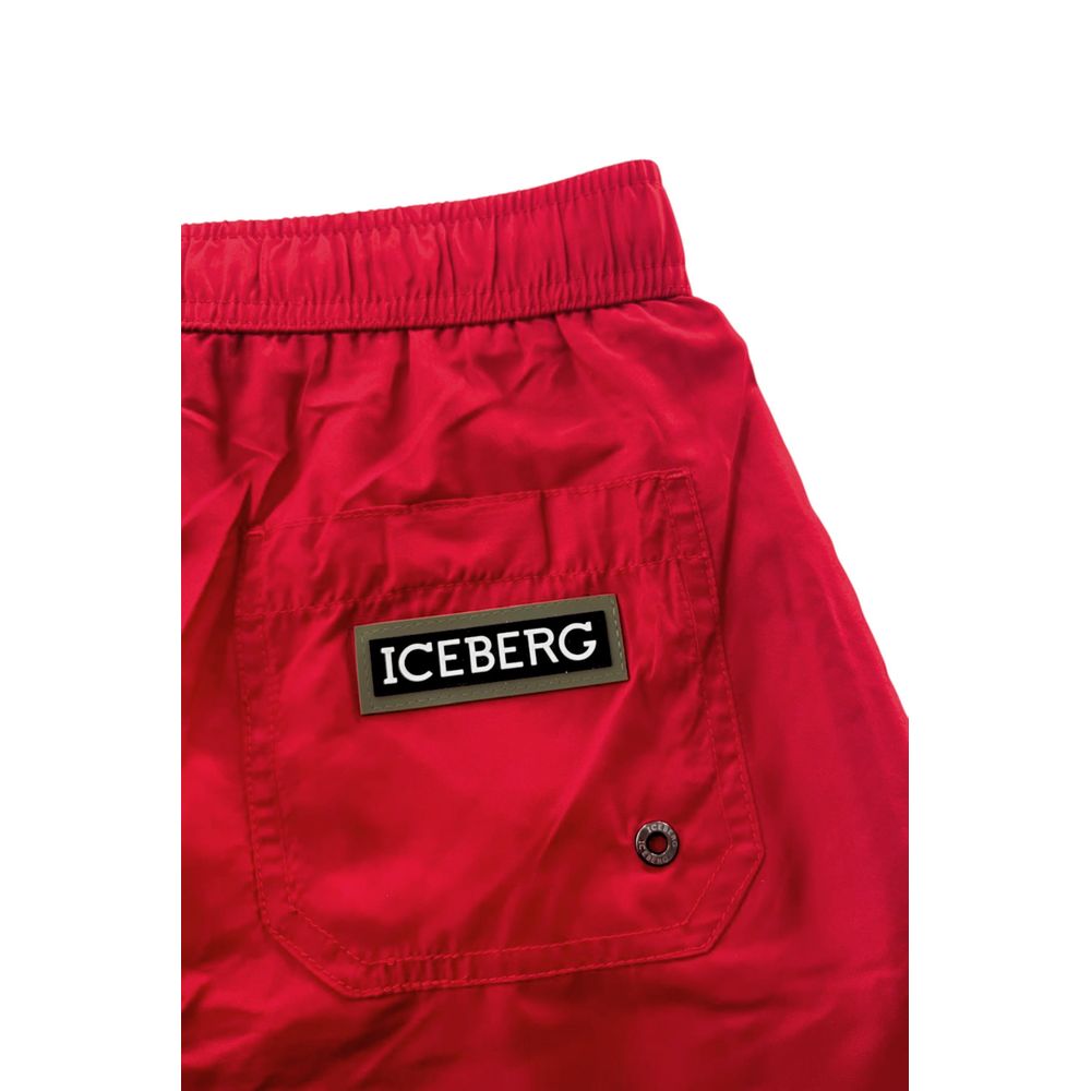 Iceberg Red Polyester Men Swim Short | Regal Royce