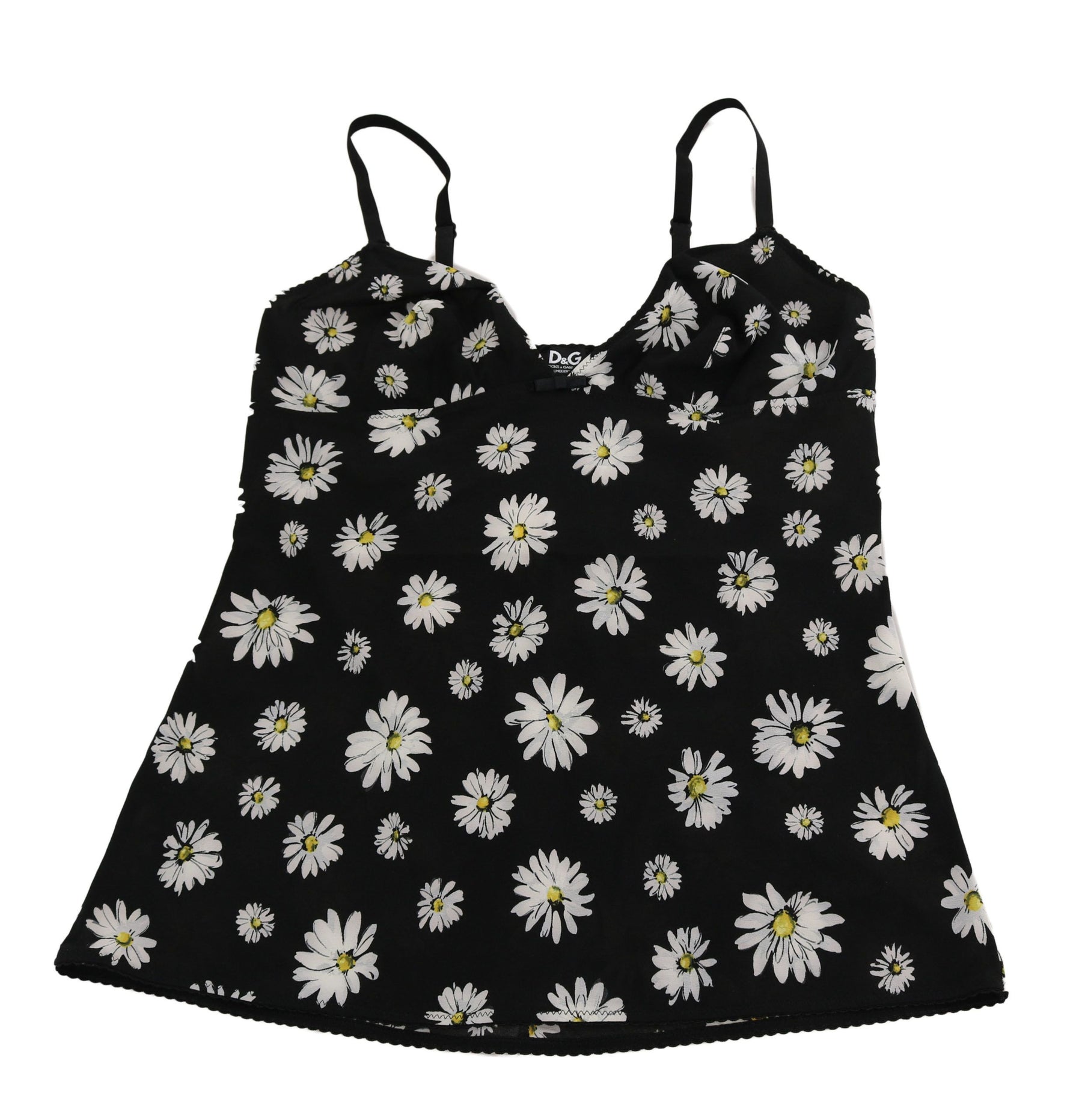Dolce & Gabbana Black Daisy Print Dress Lingerie Chemisole | Regal Royce