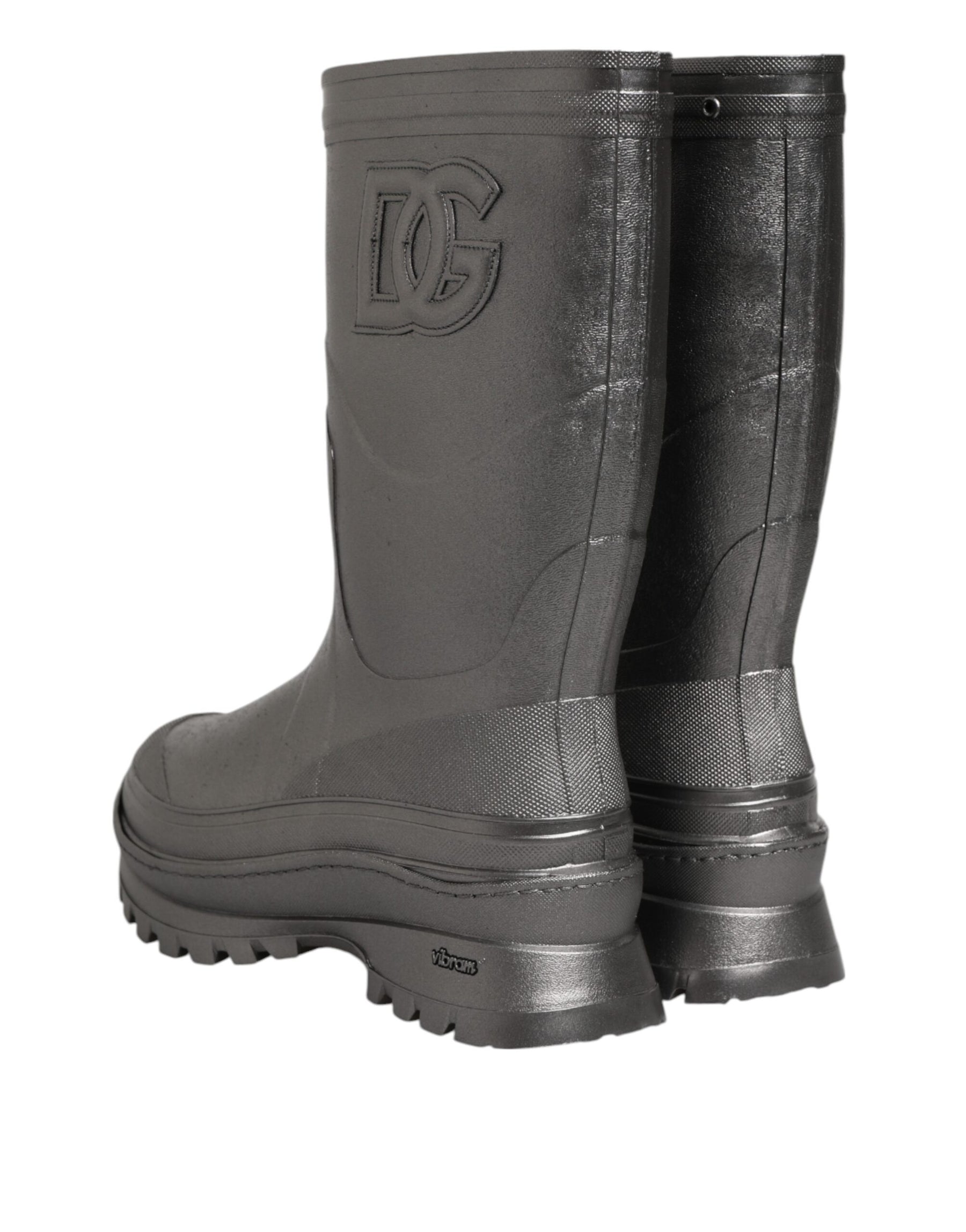 Dolce & Gabbana Black Argento Pull On Rain Boots Shoes | Regal Royce