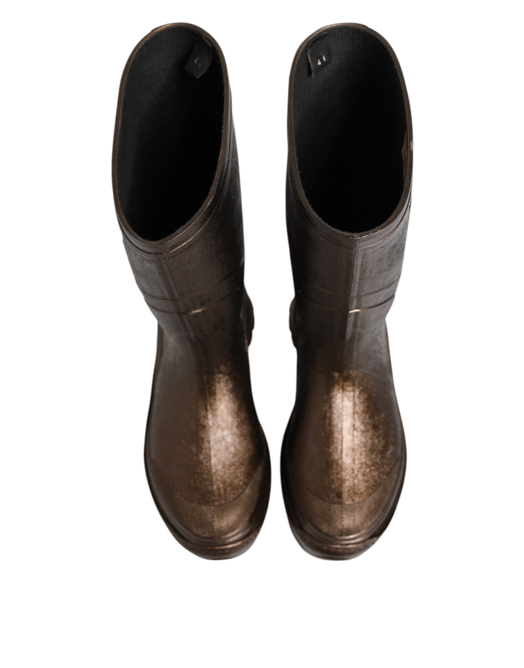 Dolce & Gabbana Metallic Bronze Pull On Rain Boots Shoes | Regal Royce